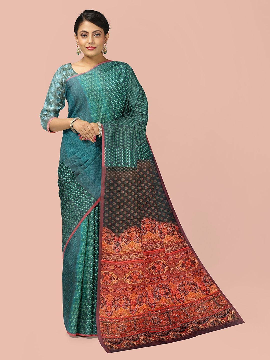 

Avyay Creation Ethnic Motifs Printed Saree, Green