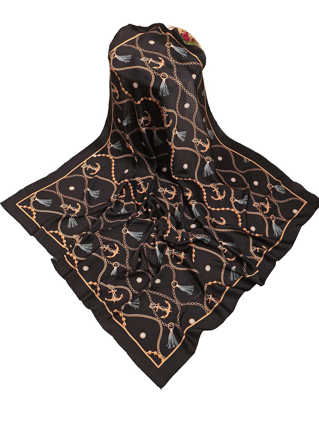 

Leeza Store Women Printed Scarf, Black