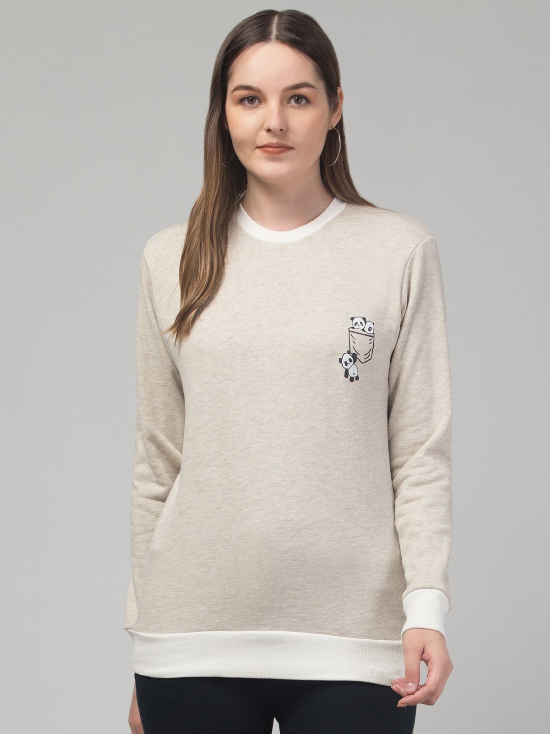 

Chemistry Women Cotton Sweatshirt, Cream