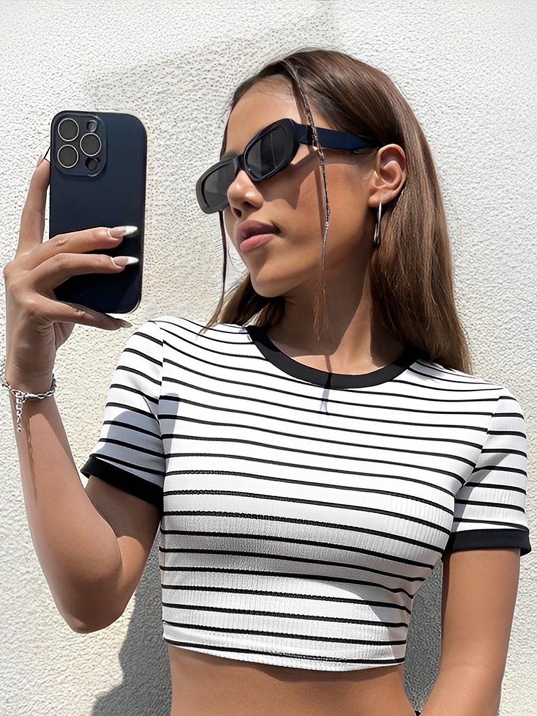 

sollobell Striped Cotton Tank Crop Top, White