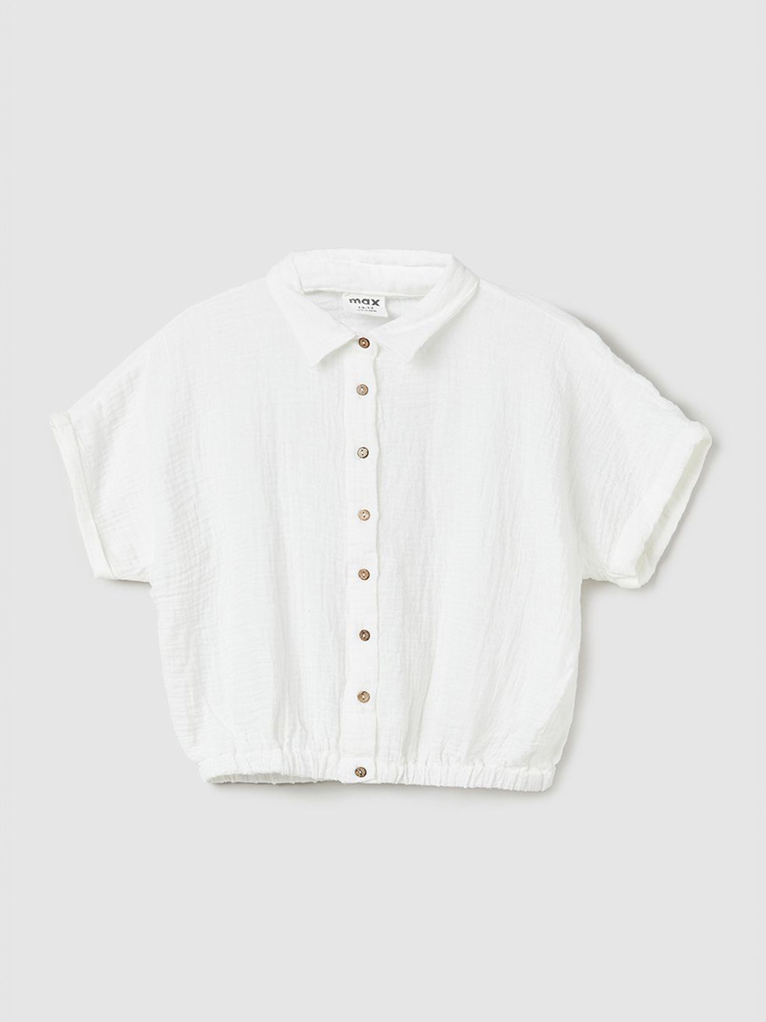 

max Extended Sleeves Cotton Shirt Style Top, White
