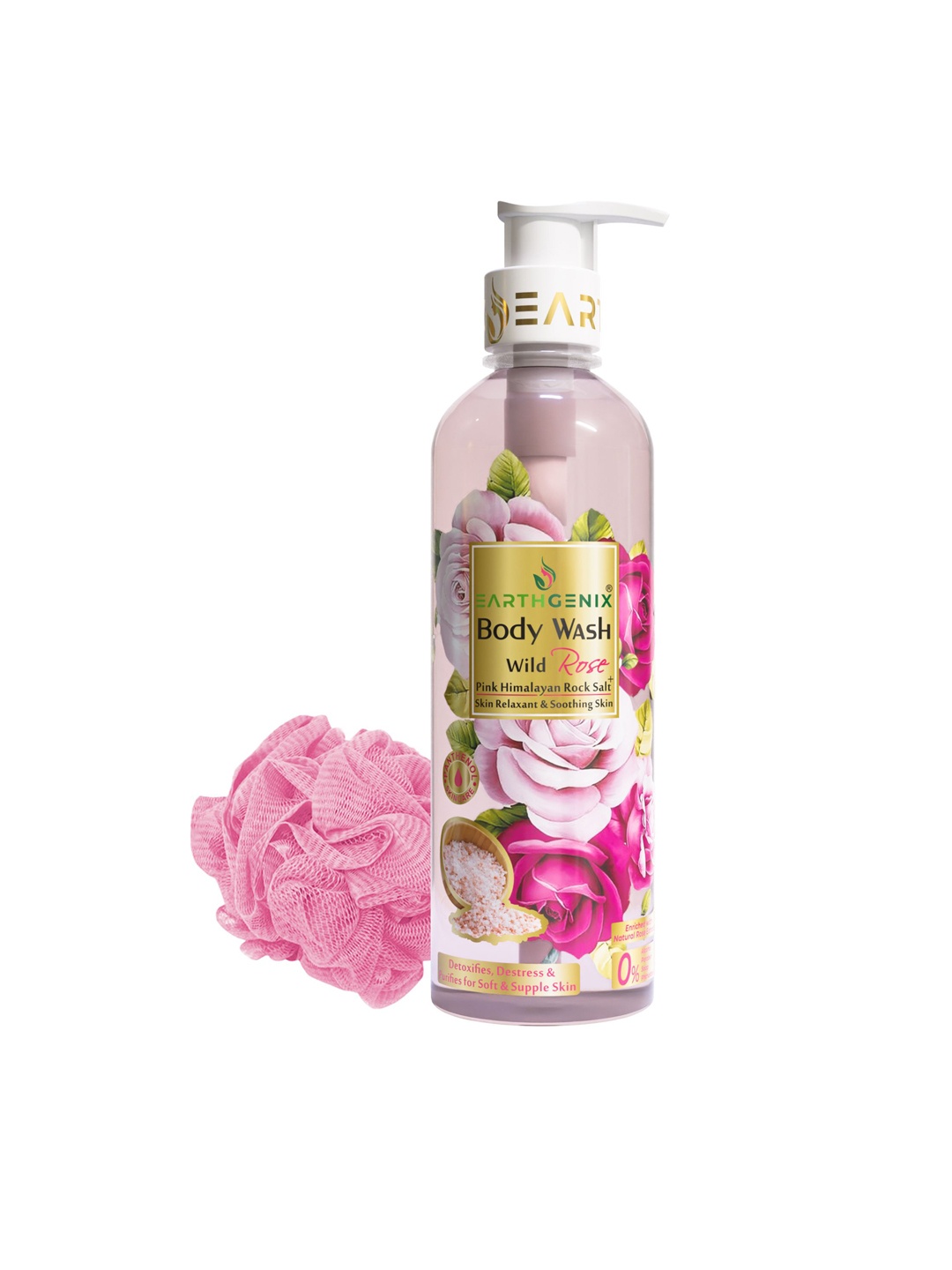 

Earthgenix Wild Rose + Pink Himalayan Rock Salt Body Wash With Free Loofah- 1000 ml