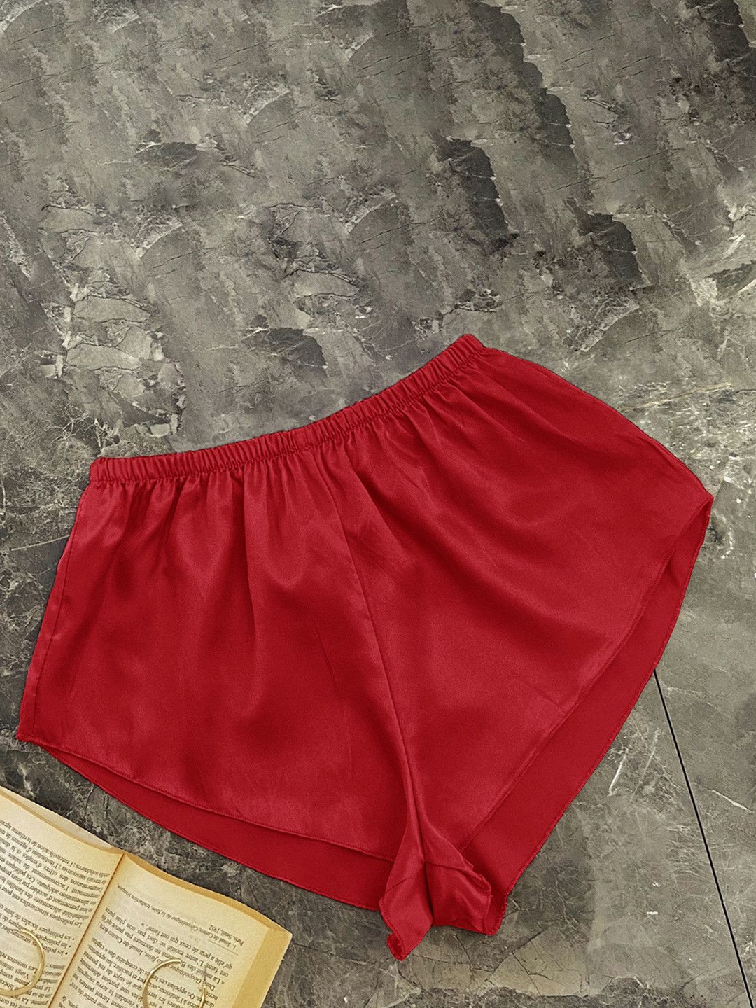 

ETC Women Mid Rise Lounge Shorts, Red