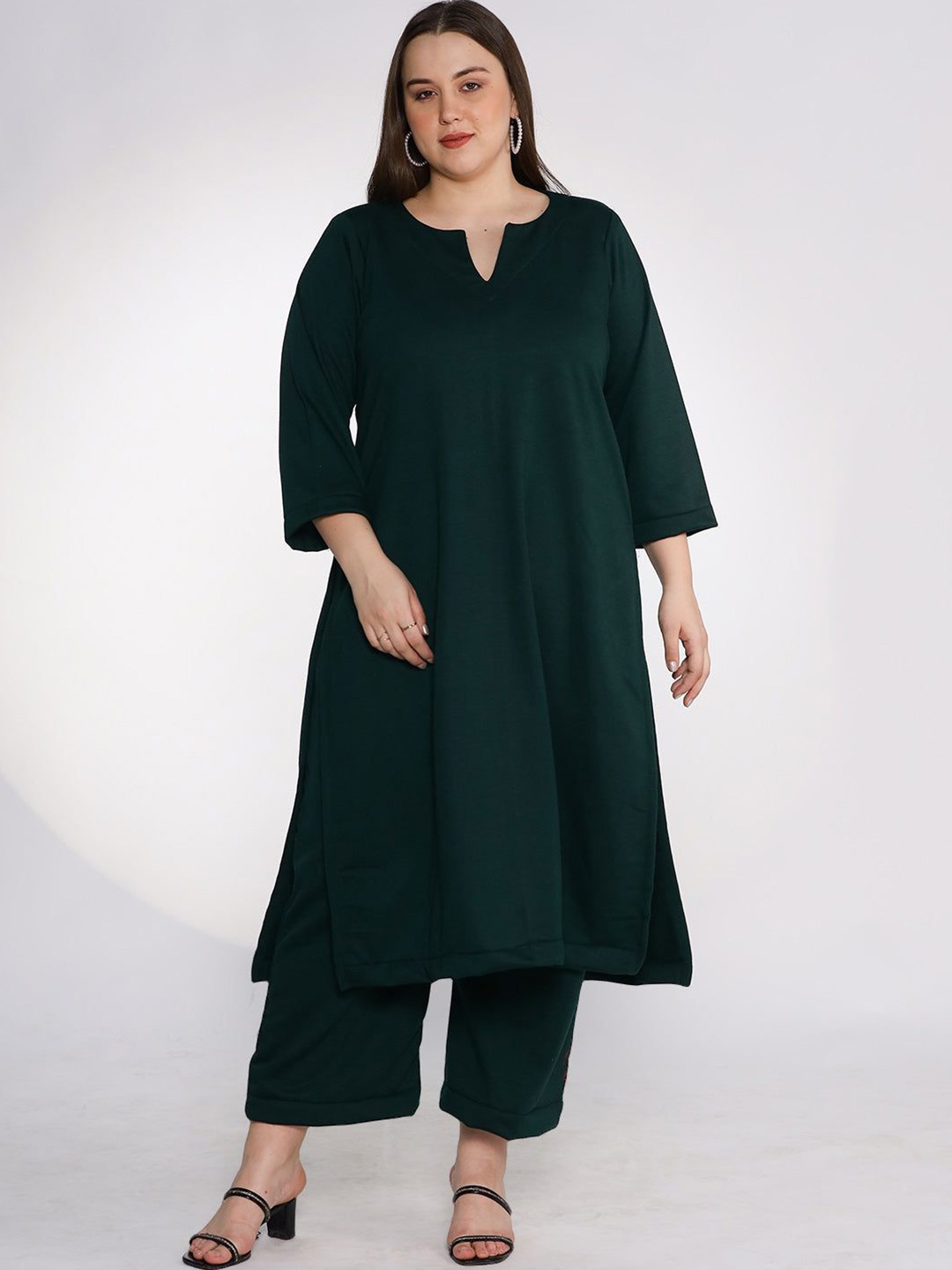 

LetsDressUp Notch Neck A-Line Kurta, Green