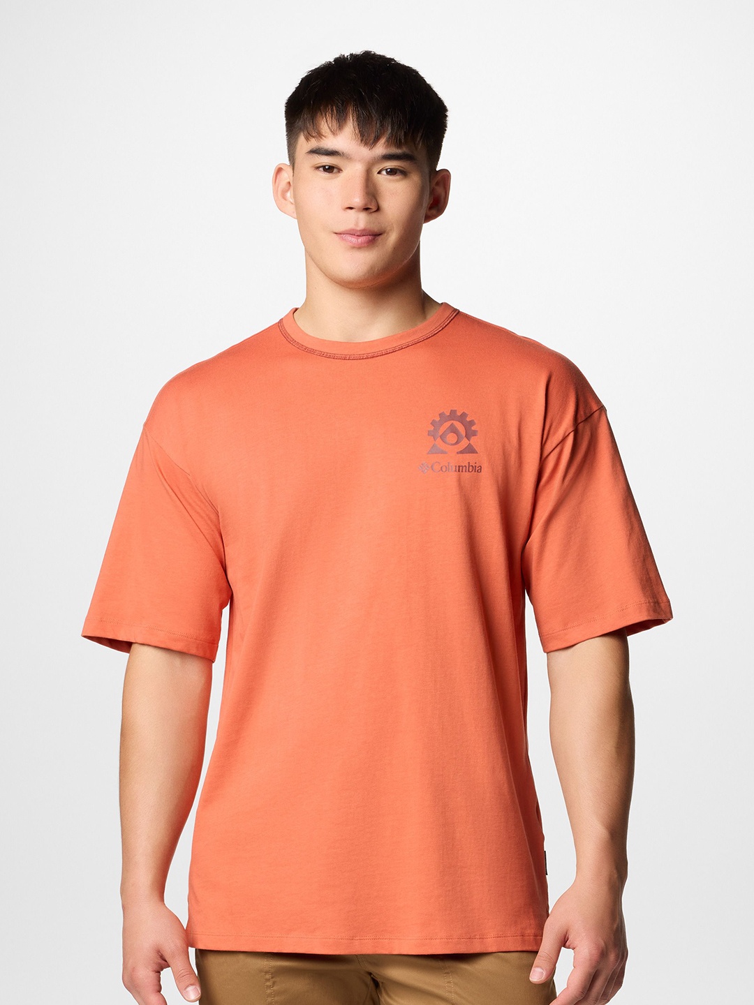 

Columbia Men Solid Relaxed Fit Round Neck Cotton Casual T-shirt, Orange