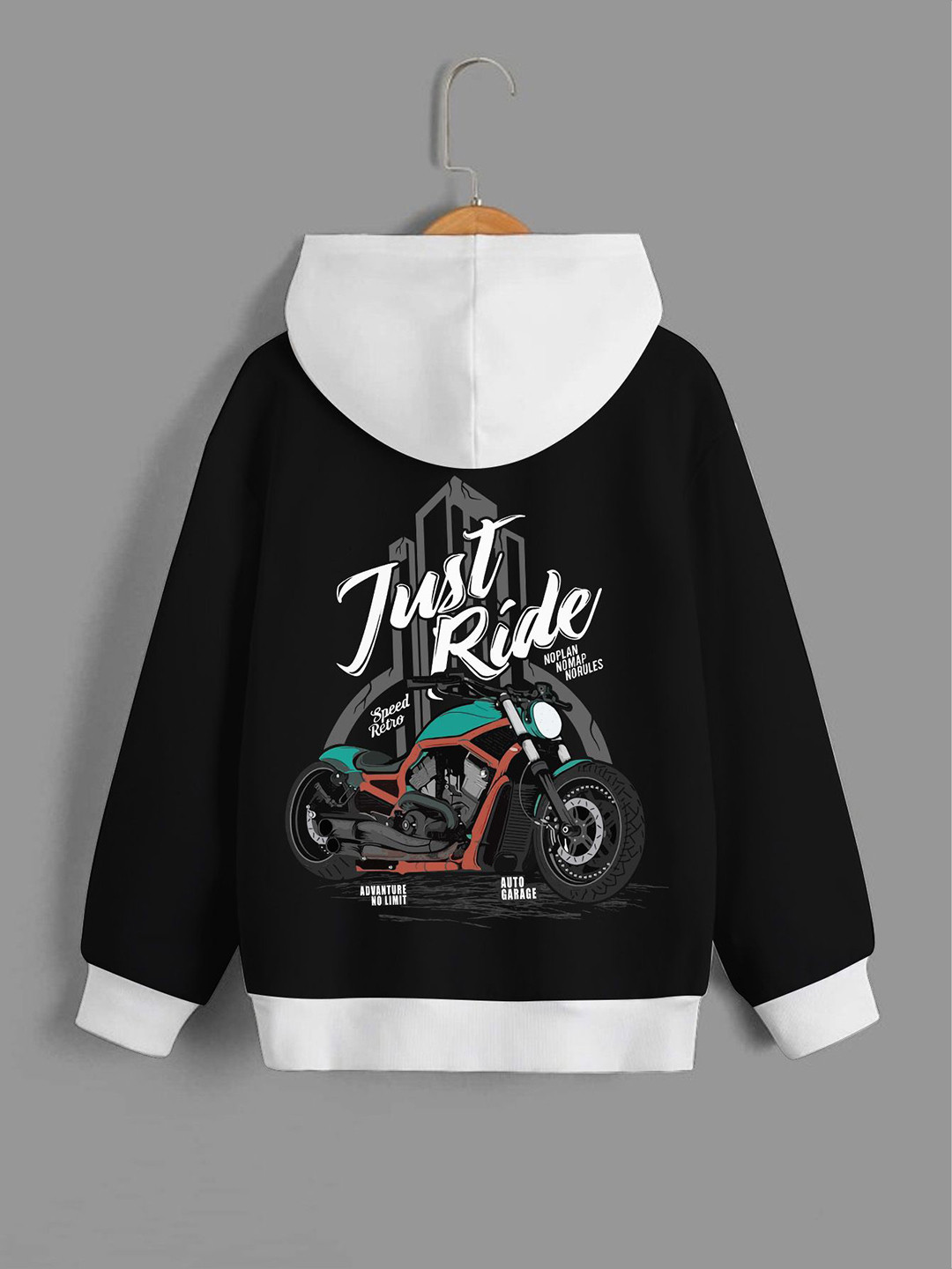 

Dagcros Boys Printed Hooded Sweatshirt, Black