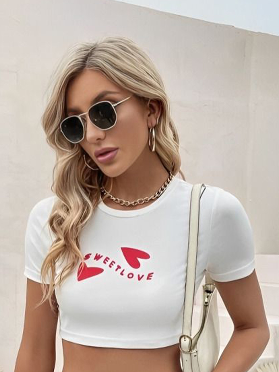 

sollobell Print Cotton Tank Crop Top, White