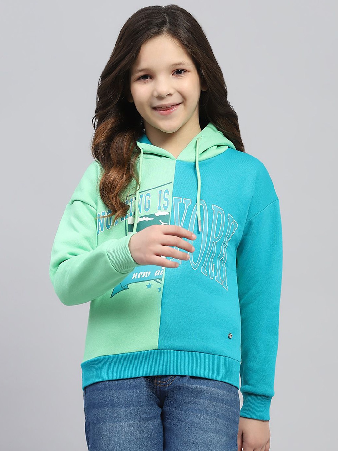 

Monte Carlo Girls Printed Hooded Sweatshirt, Teal