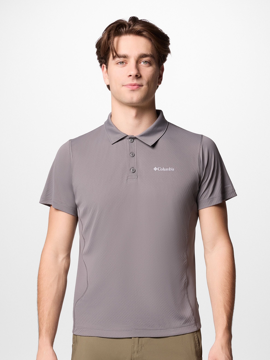 

Columbia Men Solid Slim Fit Polo Collar Casual T-shirt, Grey