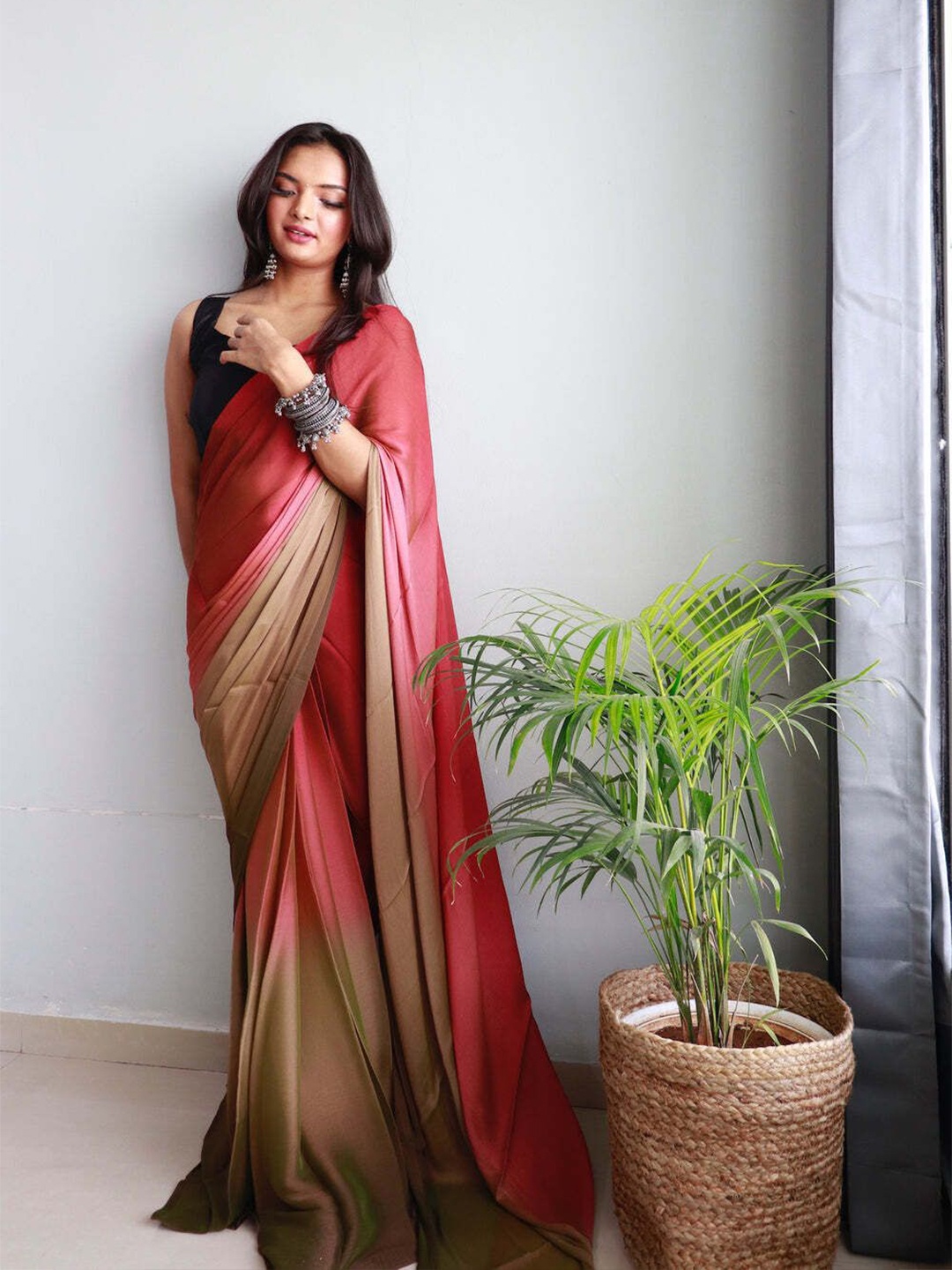 

Upalksh Ombre Dyed Kota Saree, Red