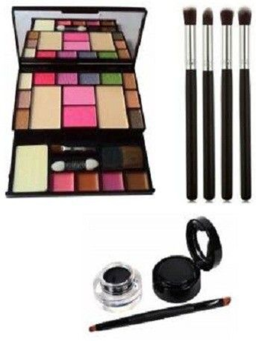 

Lenon Set of 3 Makeup Kit- 4 Brush Set & Eyeliner, Multi
