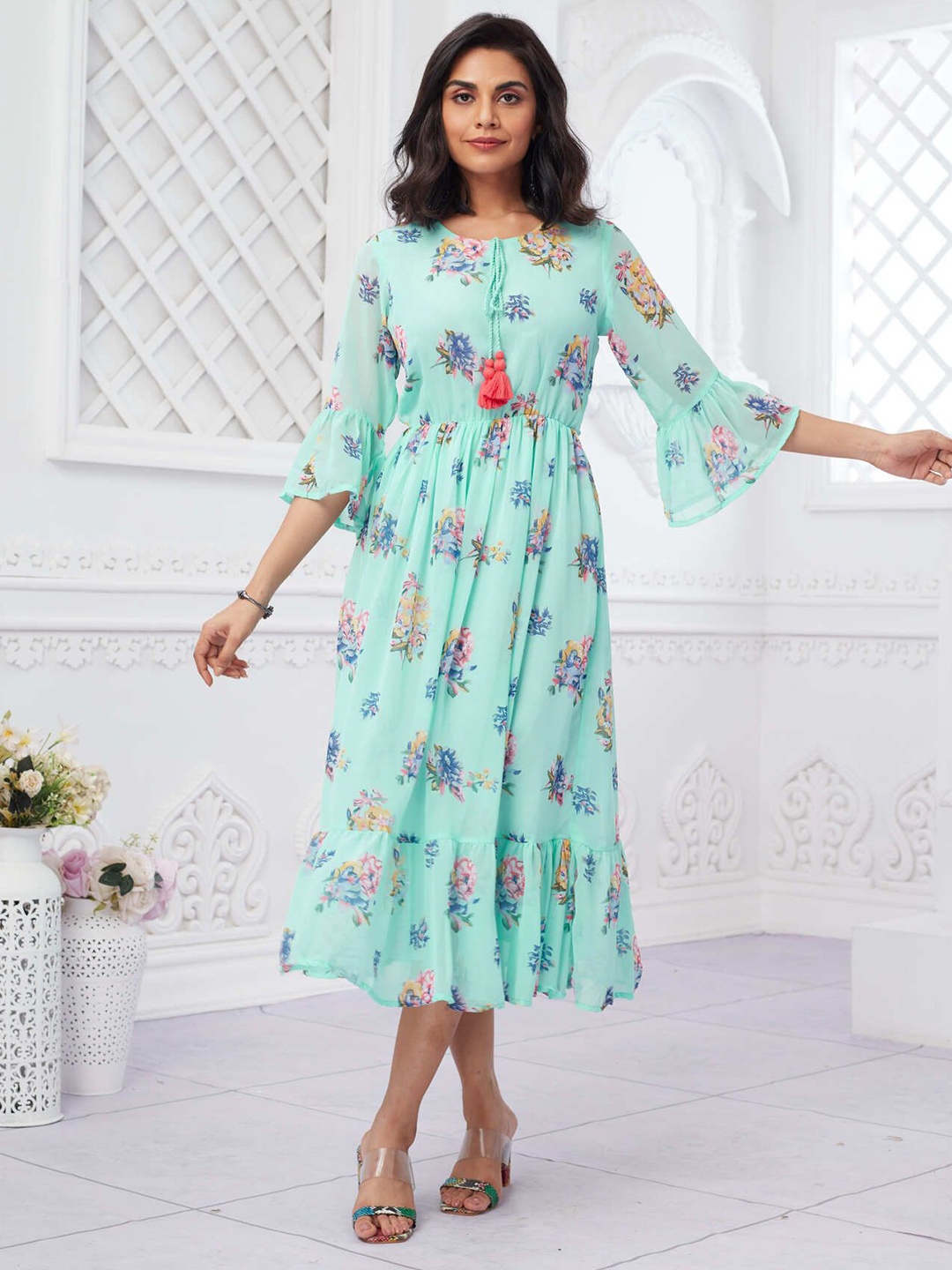 

FREYAA Floral Maxi Dress, Sea green