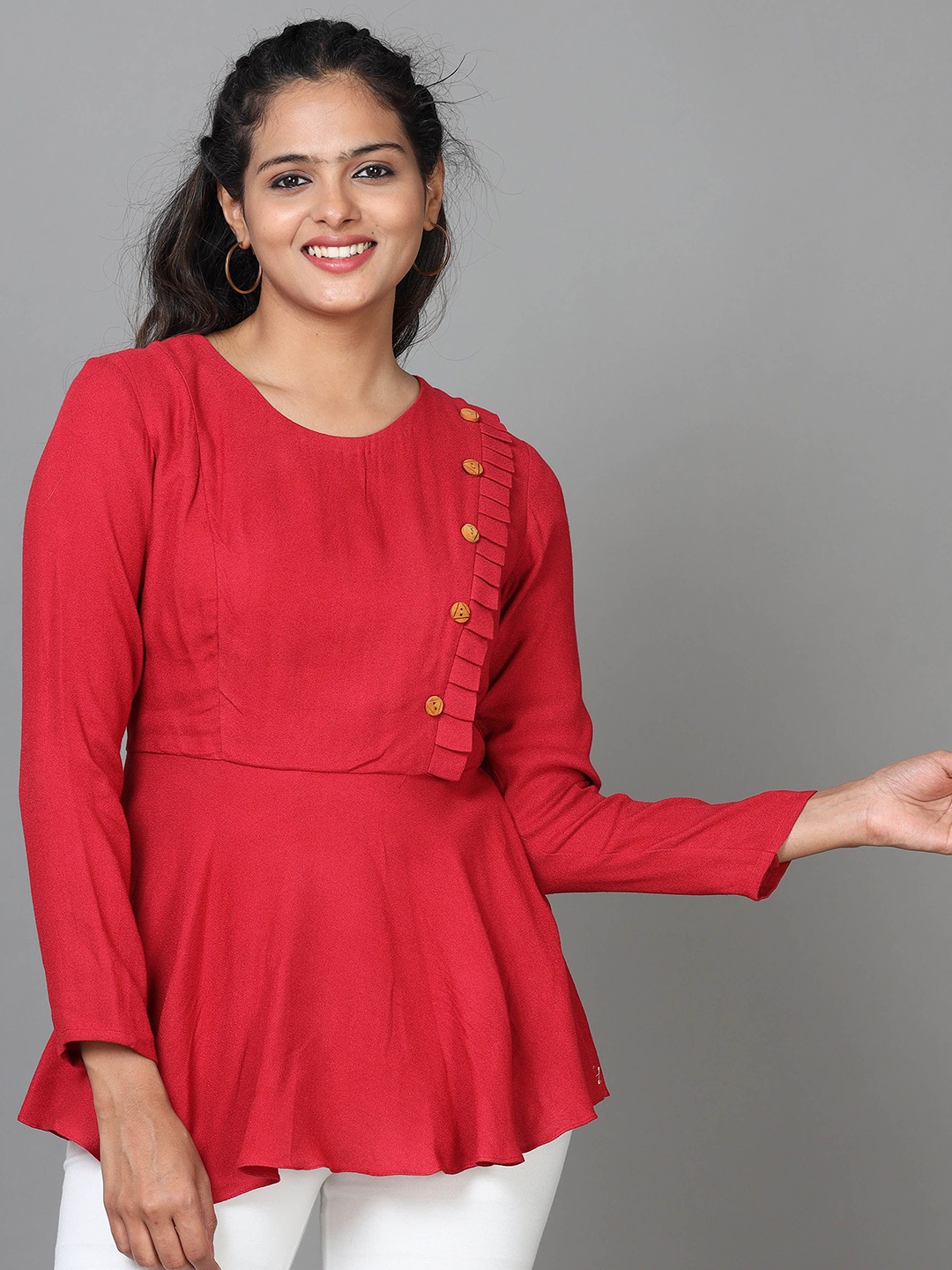 

Hassu's Peplum Top, Maroon