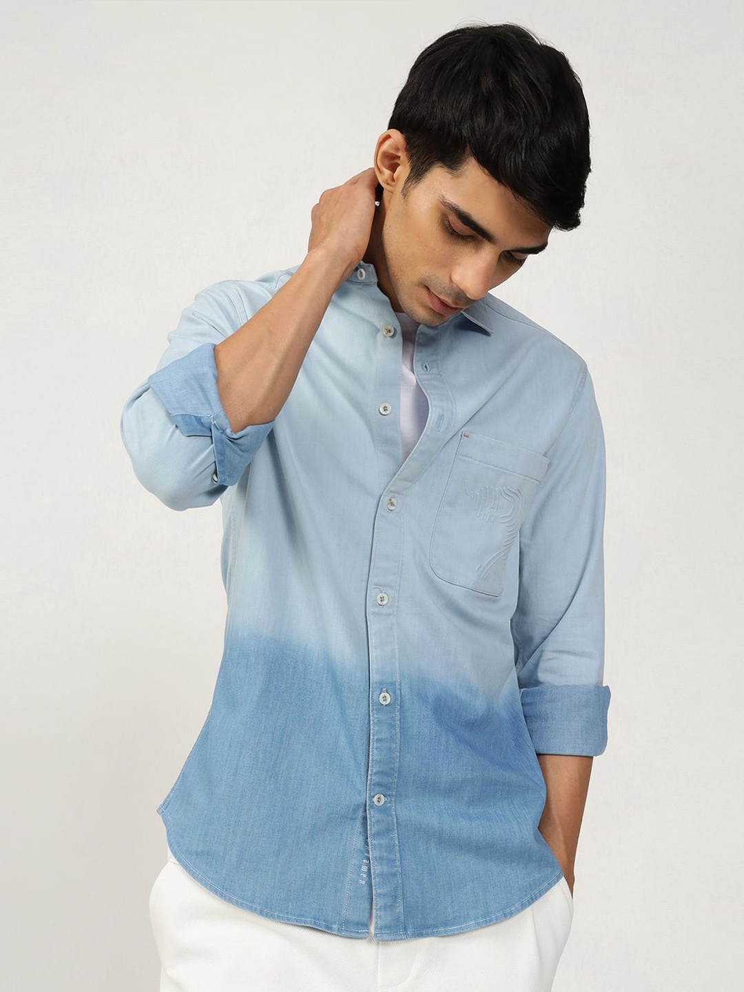 

Andamen Casual Men Triblend Regular Fit Shirt, Blue