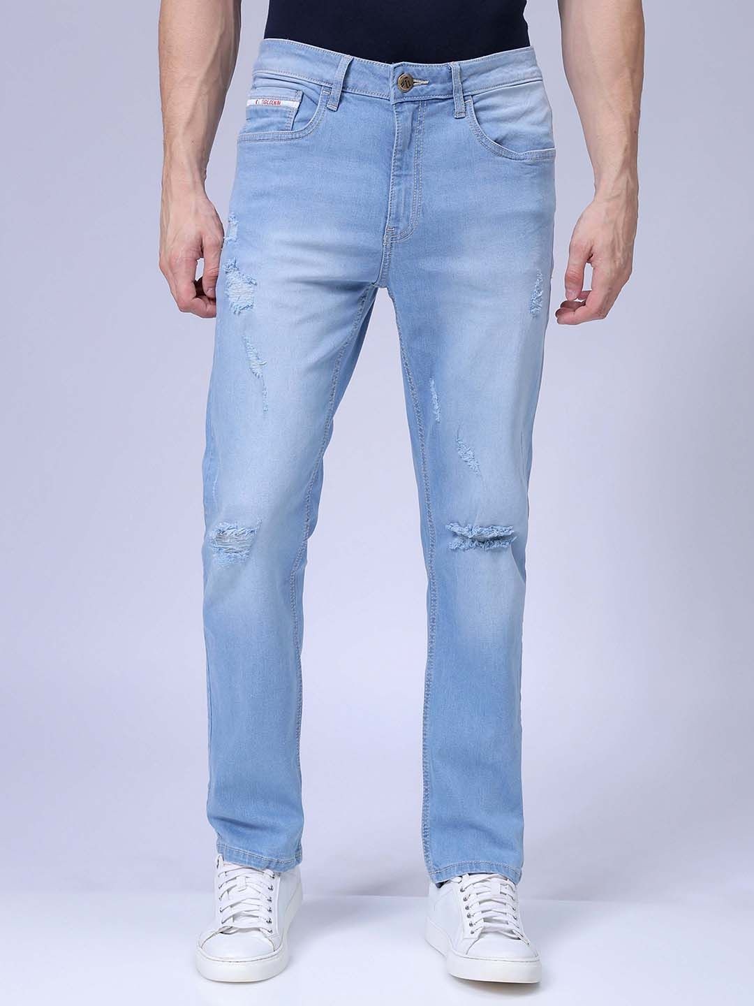 

The Indian Garage Co Men Straight Fit Heavy Fade Stretchable Jeans, Blue