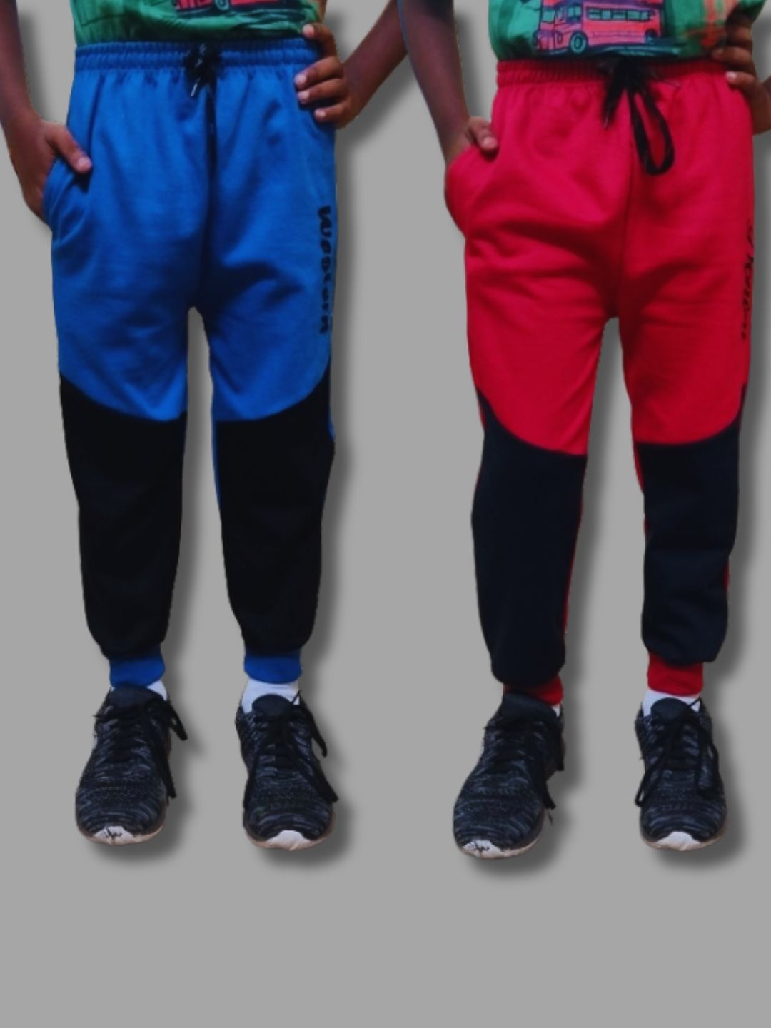 

Seyor Kids Pack Of 2 Colour-Blocked Pure Cotton Joggers, Blue