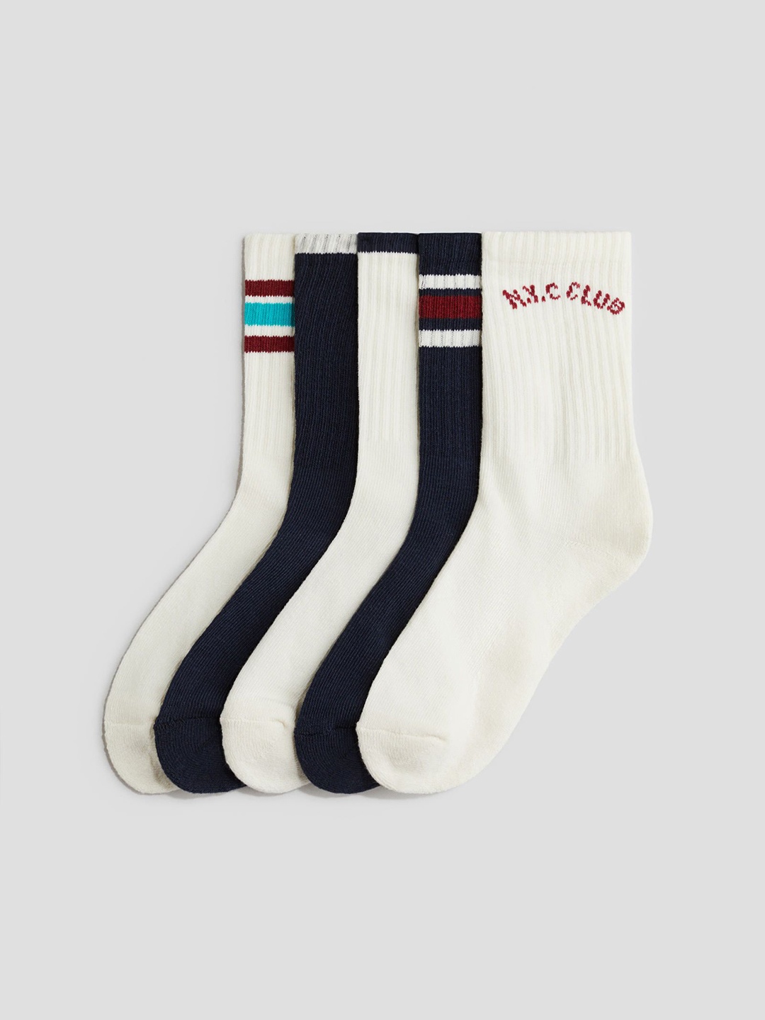 

H&M 5-Pack Ribbed Terry Socks, White