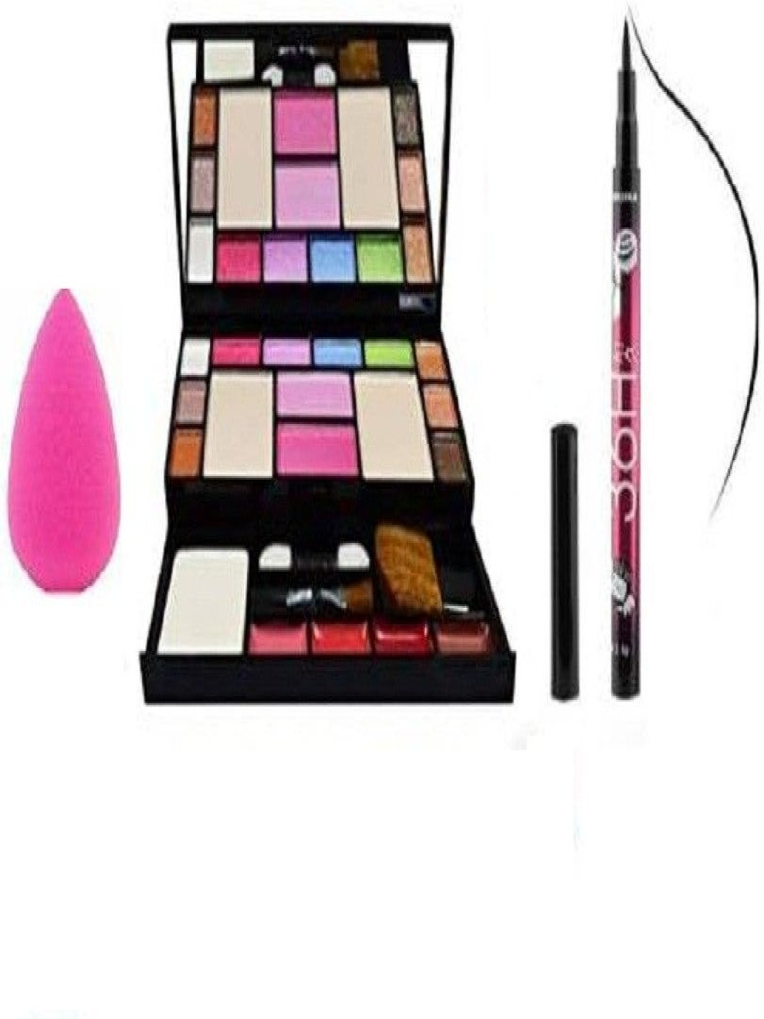 

Lenon Set of 3 Makeup Kit With Eyeliner & Blender, Pink
