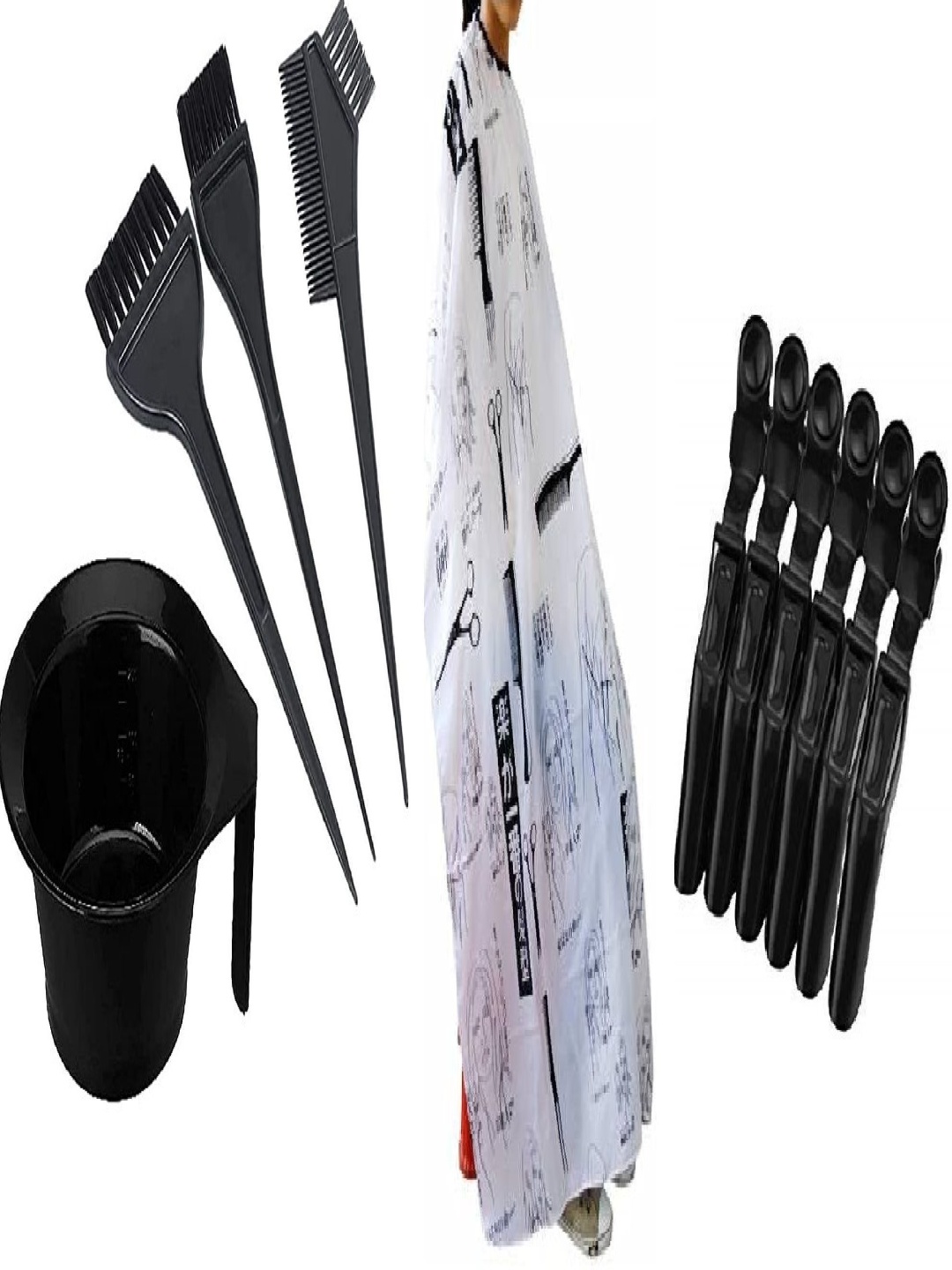 

Lenon Set Of 6 Hair Clip, Dye Bowl & Apron, Black