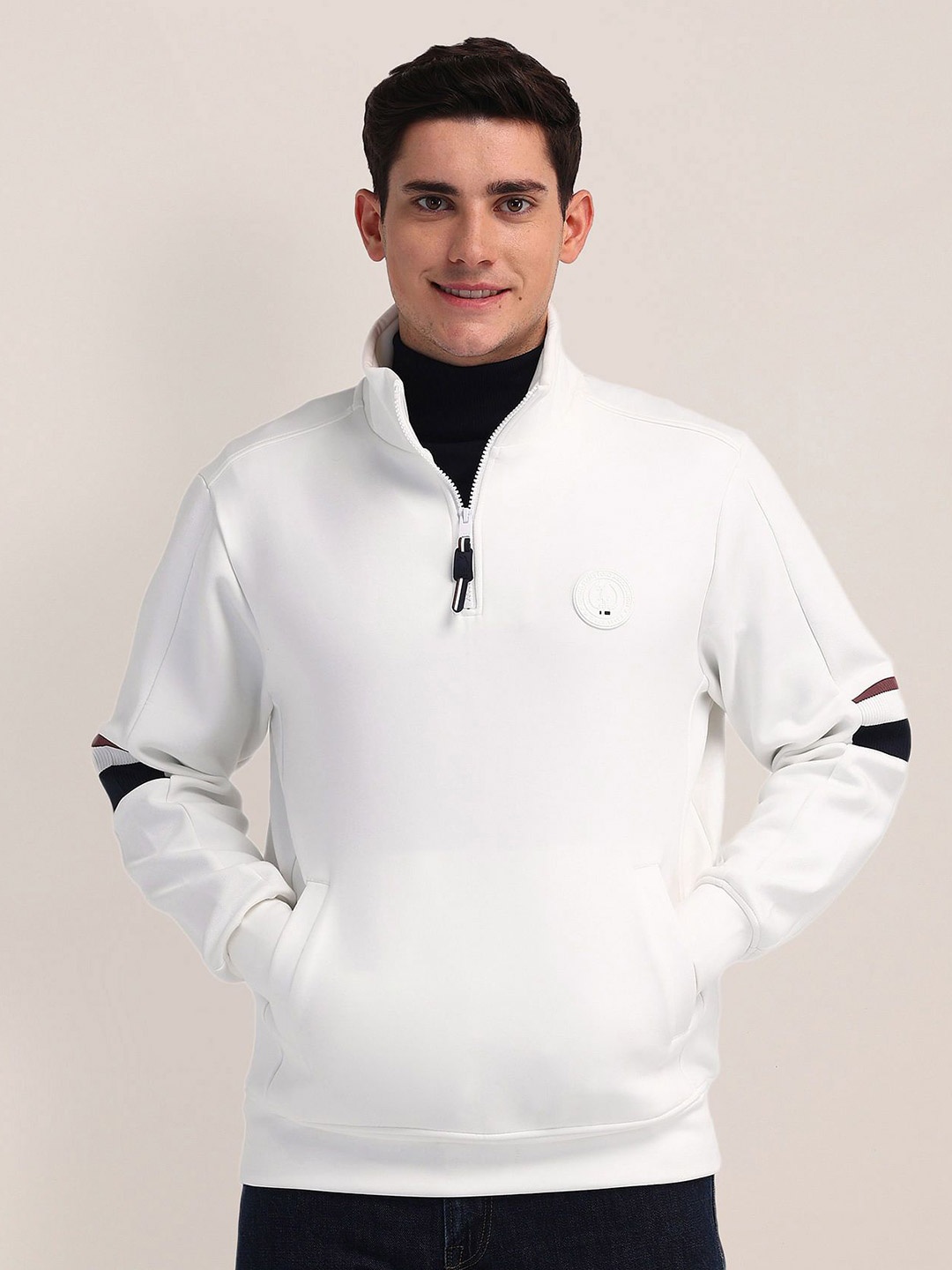 

U.S. Polo Assn. Men Mock Collar Sweatshirt, White