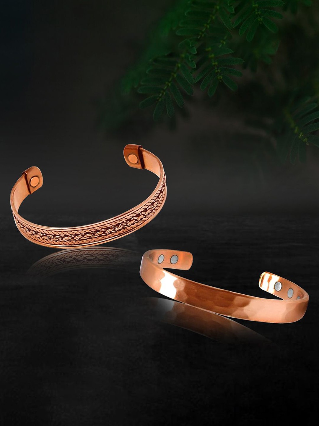 

Peora Unisex Set Of 2 Rose Gold-Plated Cuff Bracelet