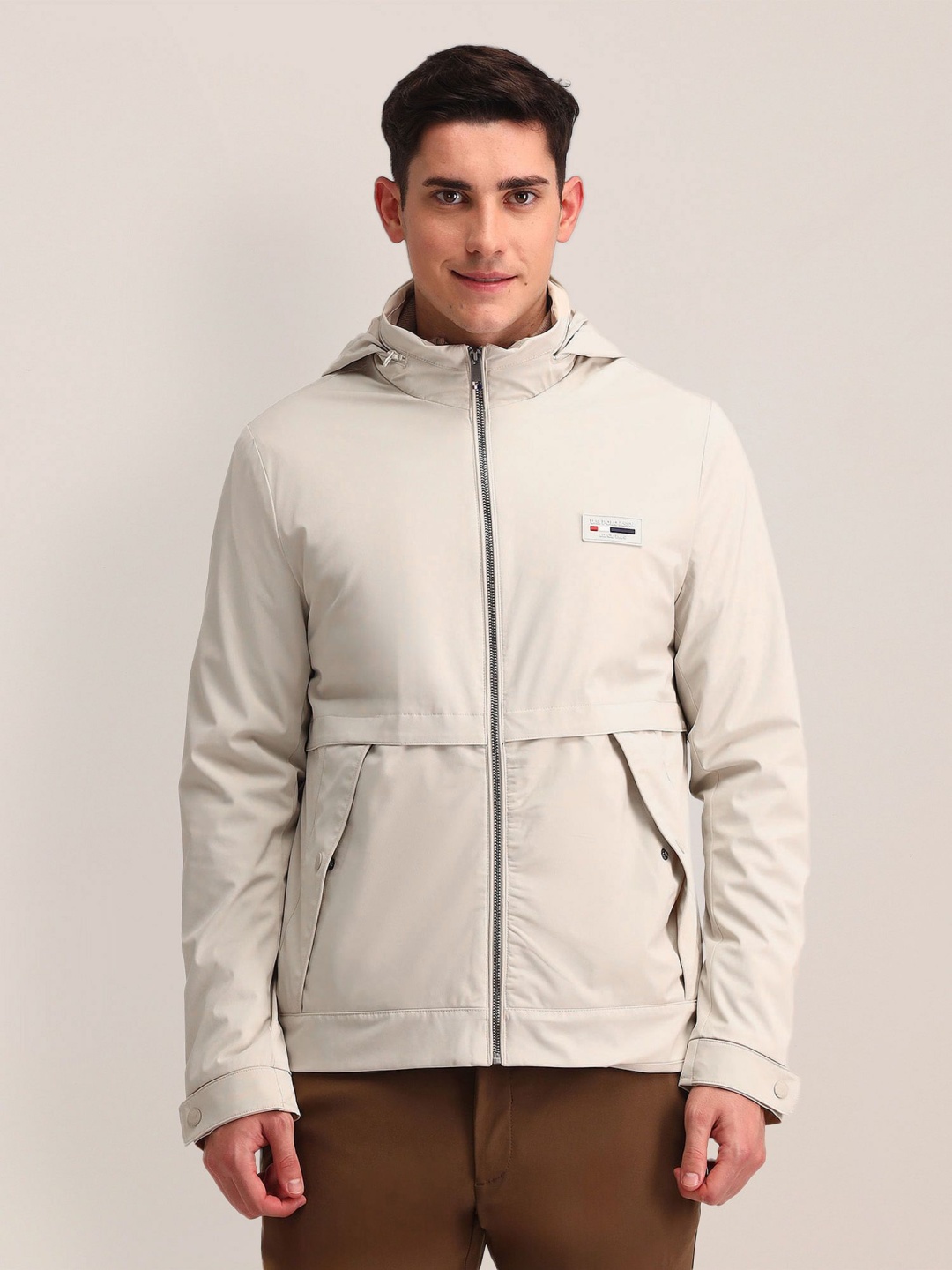 

U.S. Polo Assn. Men Hooded Solid Casual Tailored Jacket, Off white