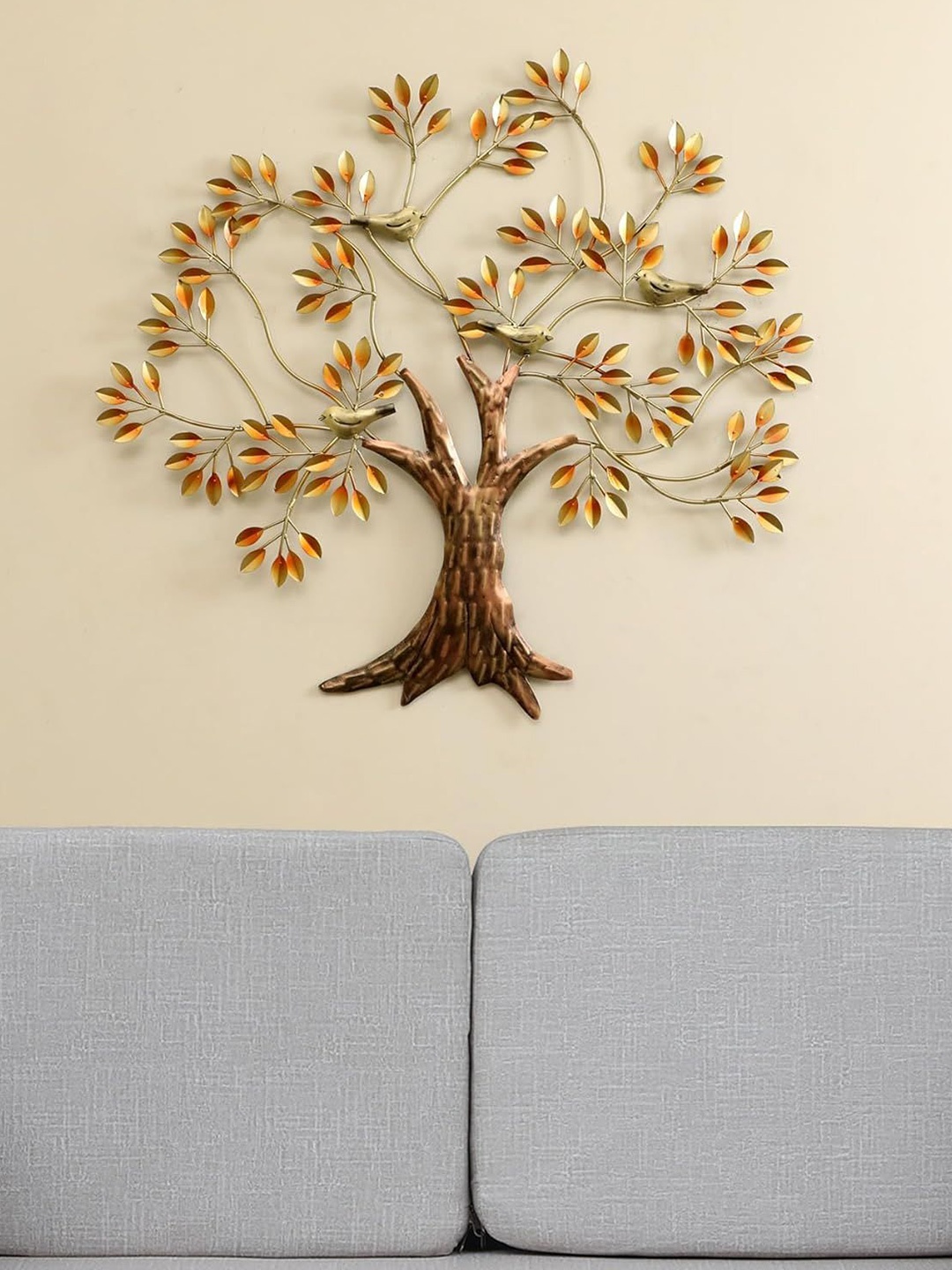 

vedas Mystic Indiana Brown Metal Dani Bird Tree Wall Decor