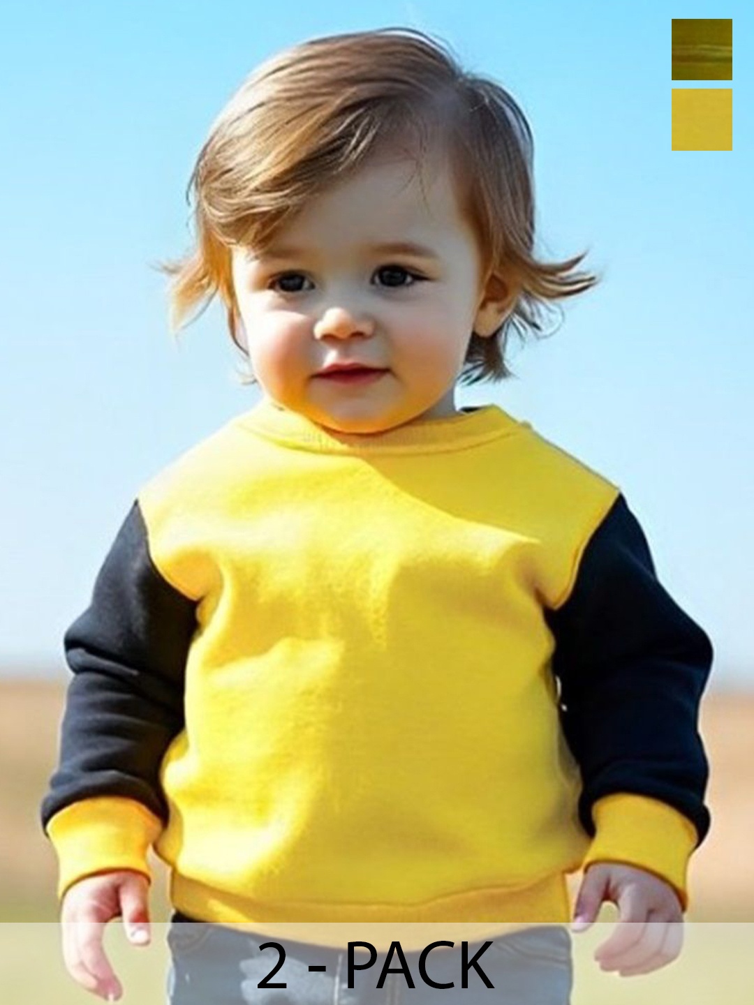

BAESD Kids Colourblocked Cotton Sweatshirt, Yellow