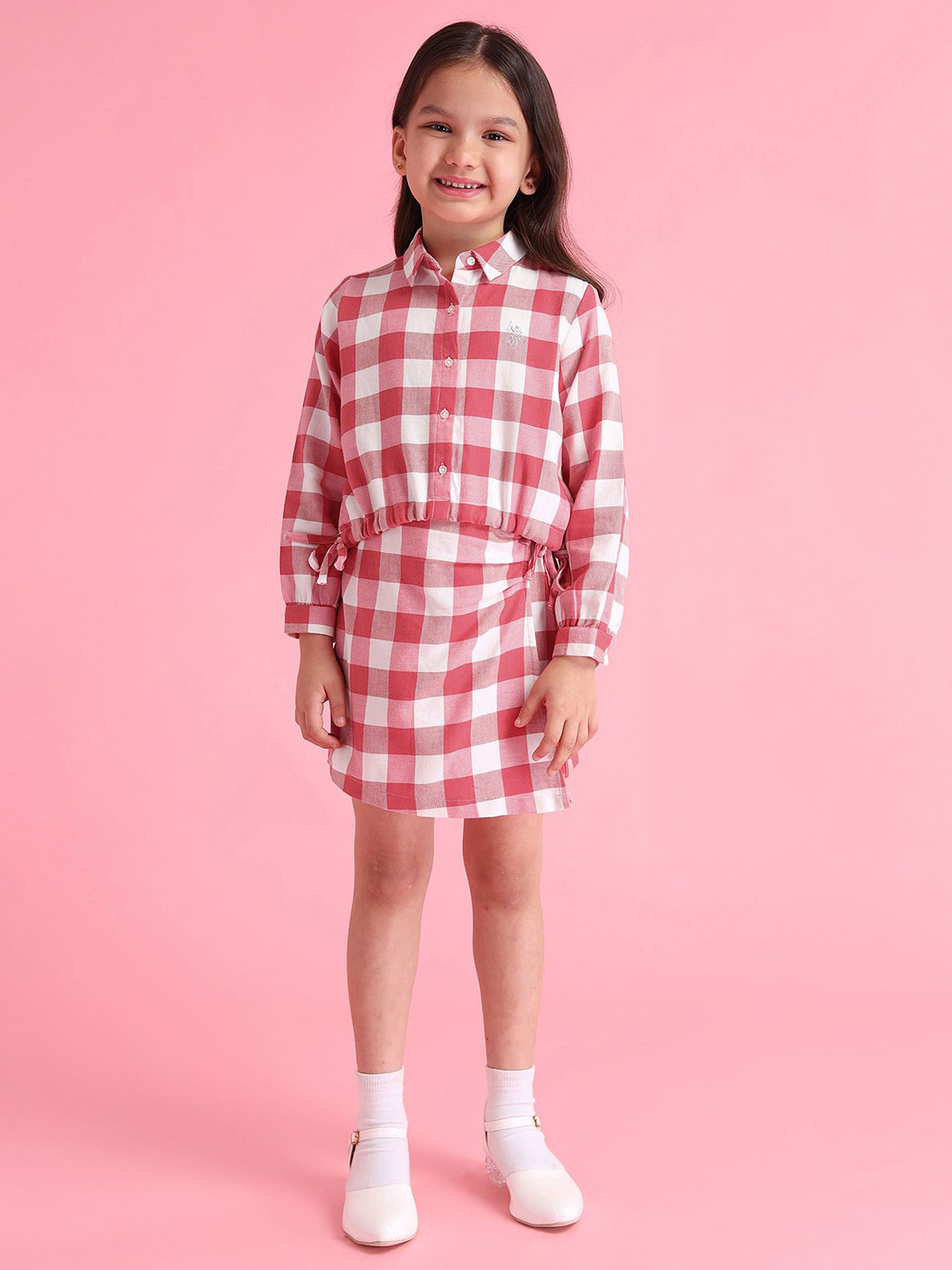 

U.S. Polo Assn. Kids Checked Cotton Shirt Style Top, Red