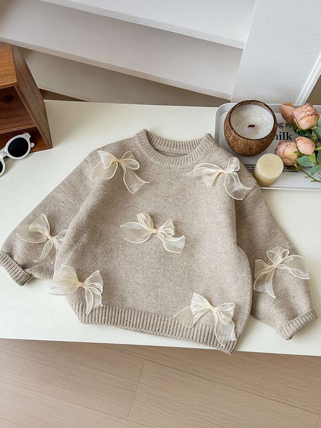 

FOREVER FRIDAY Floral Bell Sleeve Cotton Top, Beige