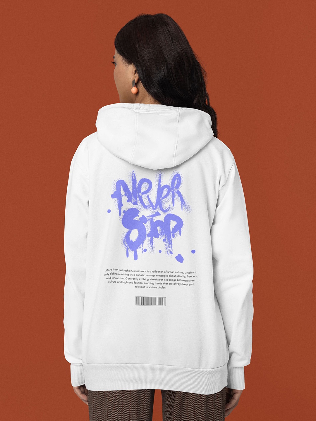

TheBTclub Relentless Women Printed Hooded Sweatshirt, White