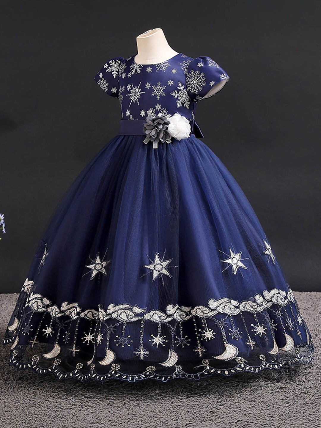 

Xsole Girls Floral Gown Dress, Blue