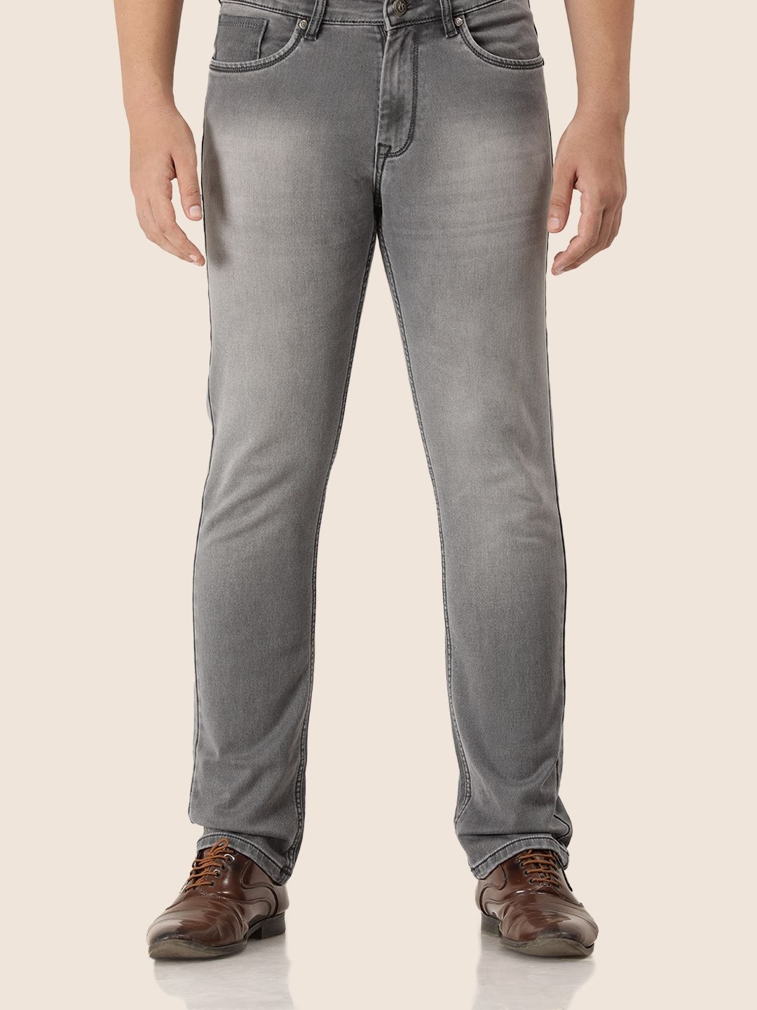 

AMSWAN Men Low-Rise Low Distress Heavy Fade Stretchable Jeans, Grey