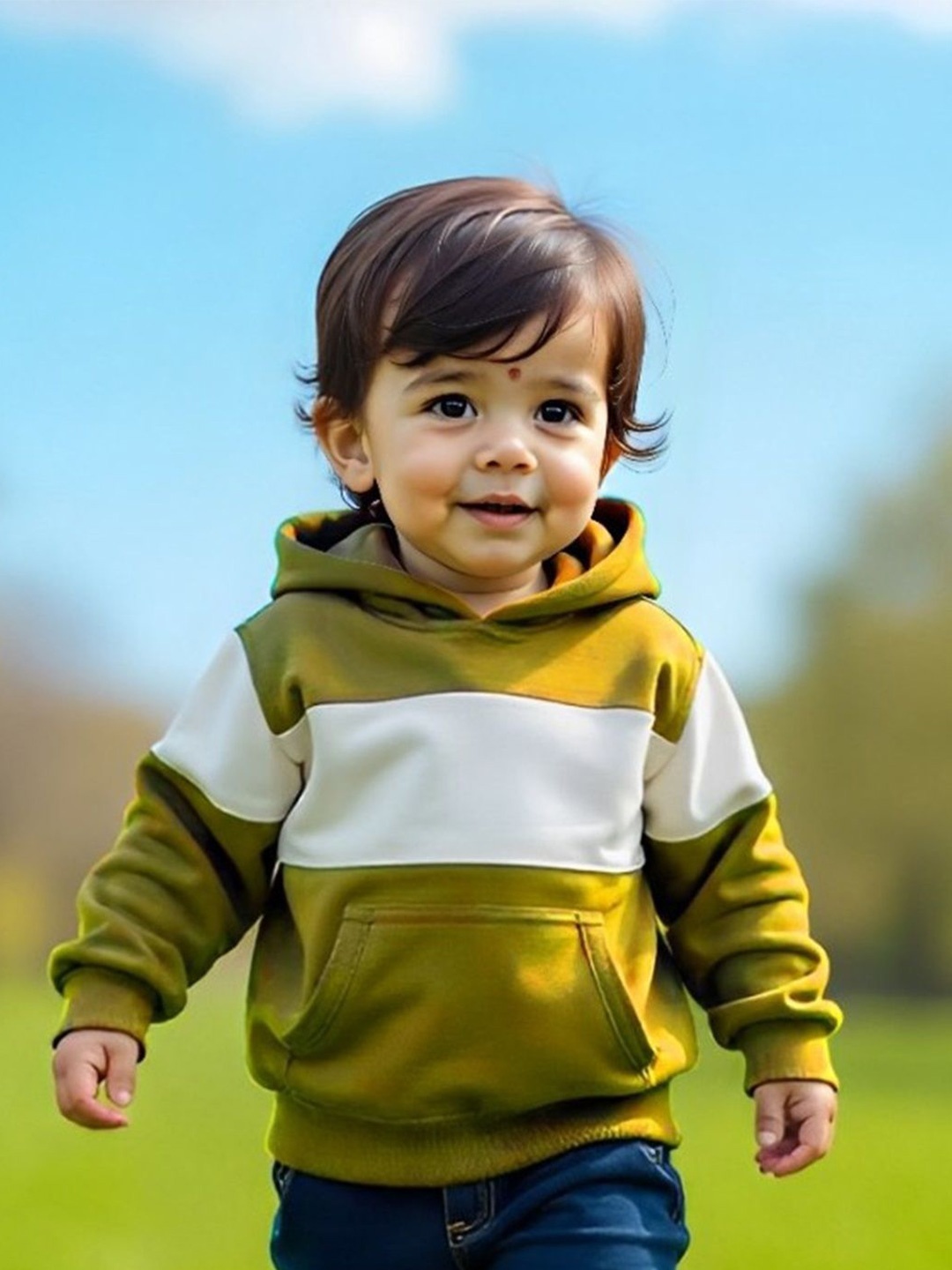 

BAESD Kids Pack Of 2 Colourblocked Cotton Sweatshirt, Green