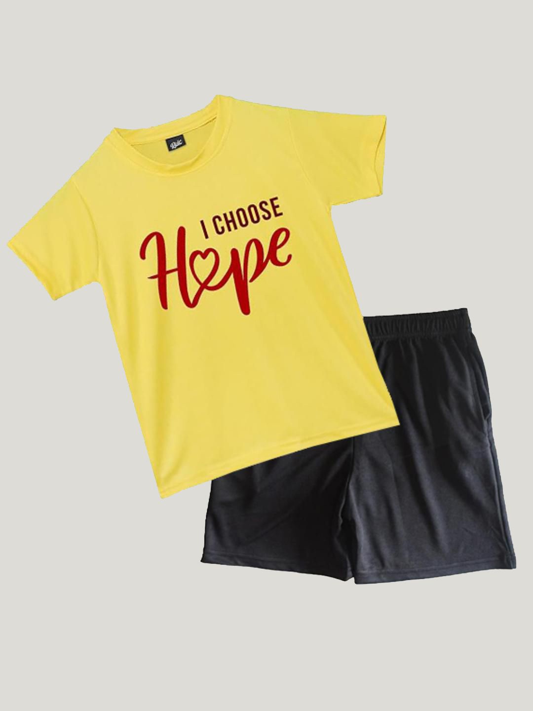 

RISH Kids Relaxed Fit Printed Round Neck T-Shirt With Shorts, Yellow