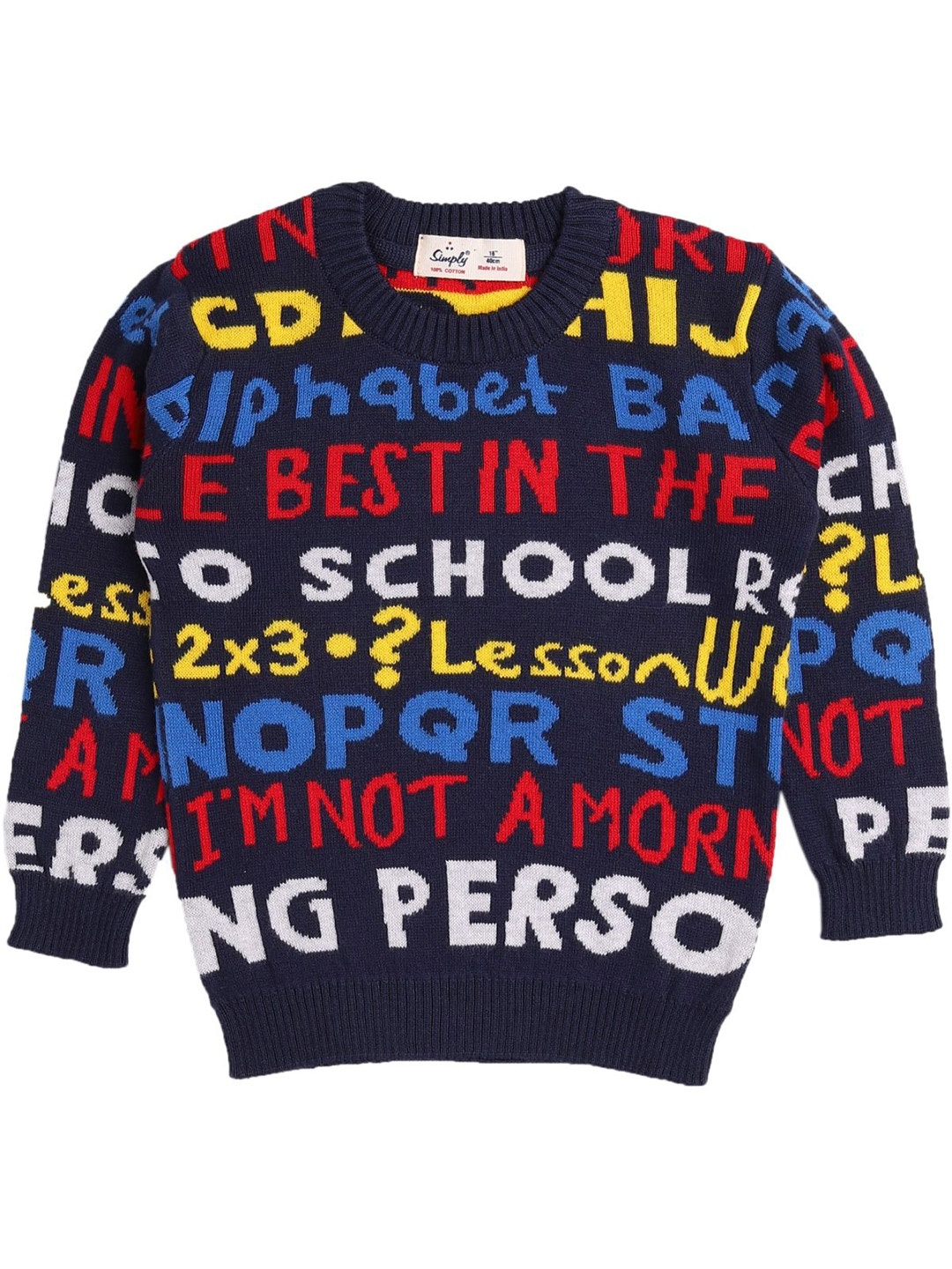 

Simply Boys Typography Printed Pullover Sweaters, Blue