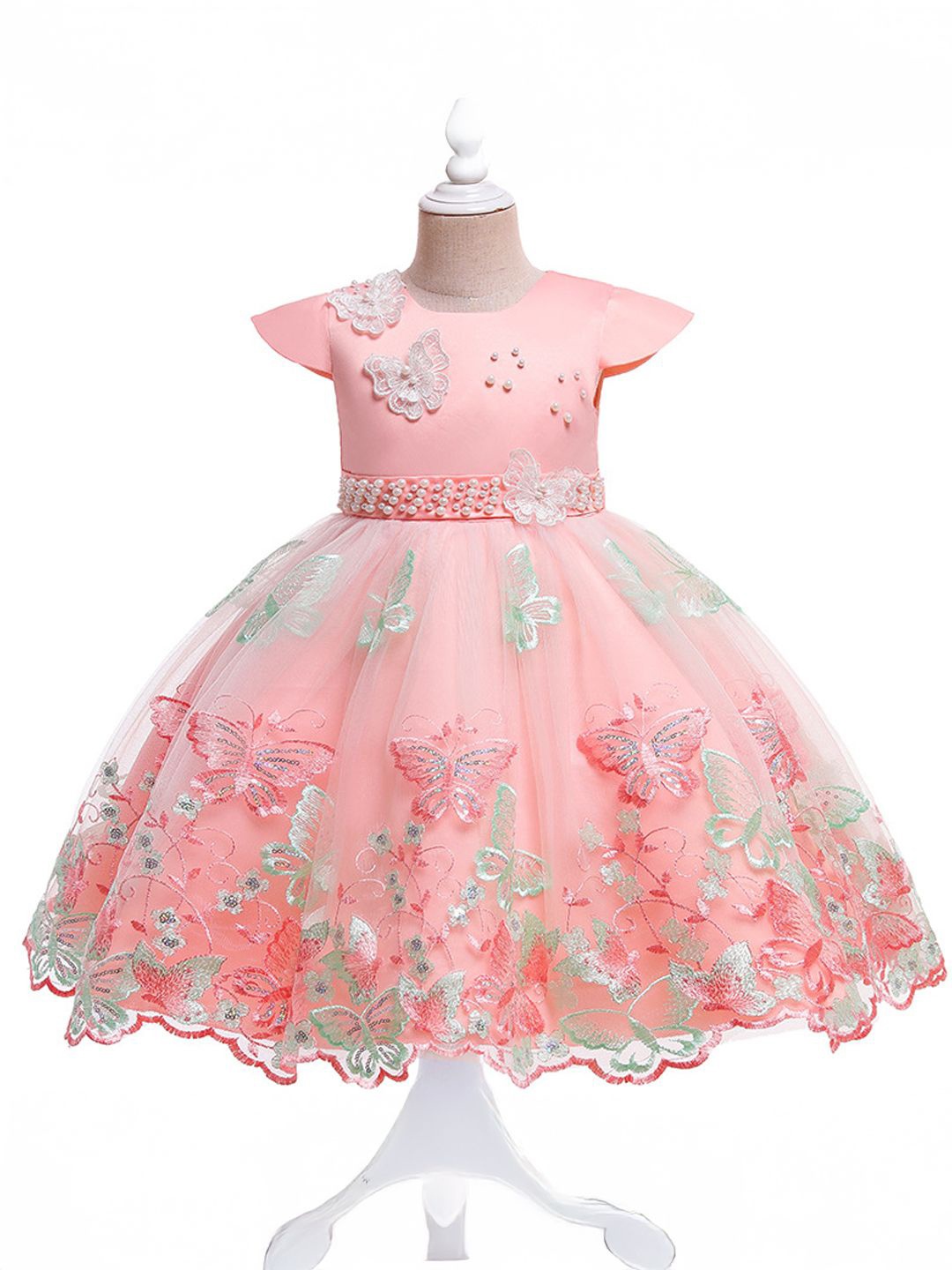 

Xsole Girls Embellished Fit & Flare Dress, Pink