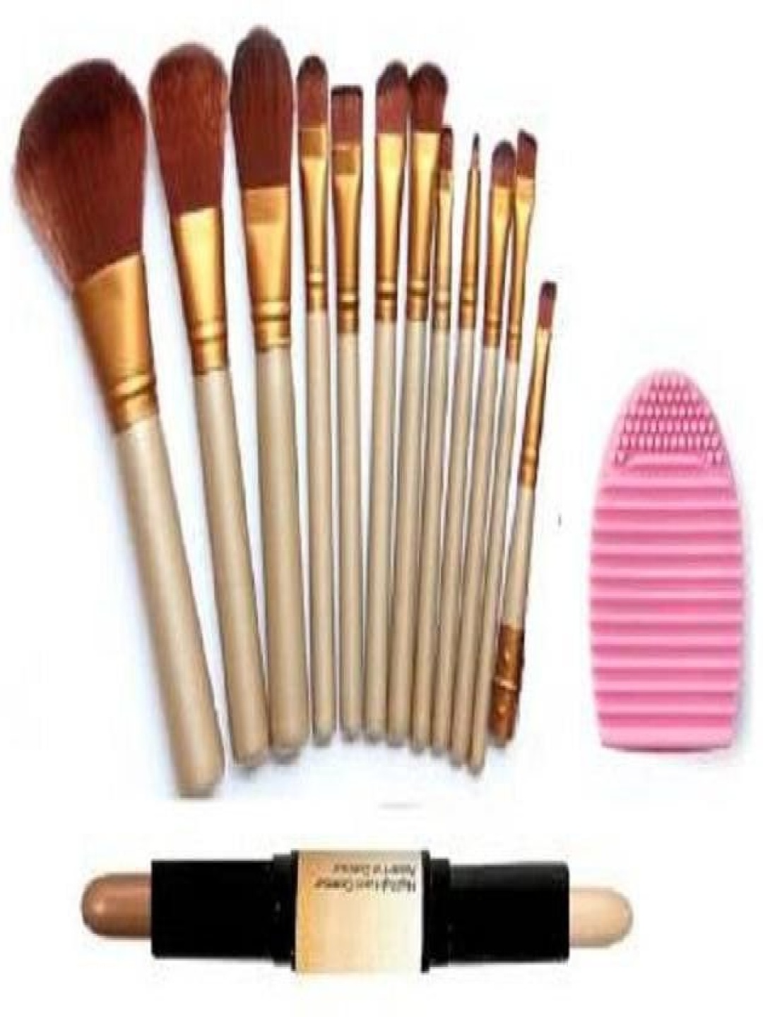 

Lenon Set Of 14 Makeup Brushes With Cleaner & 2 In 1 Contour Stick- Beige- Brown