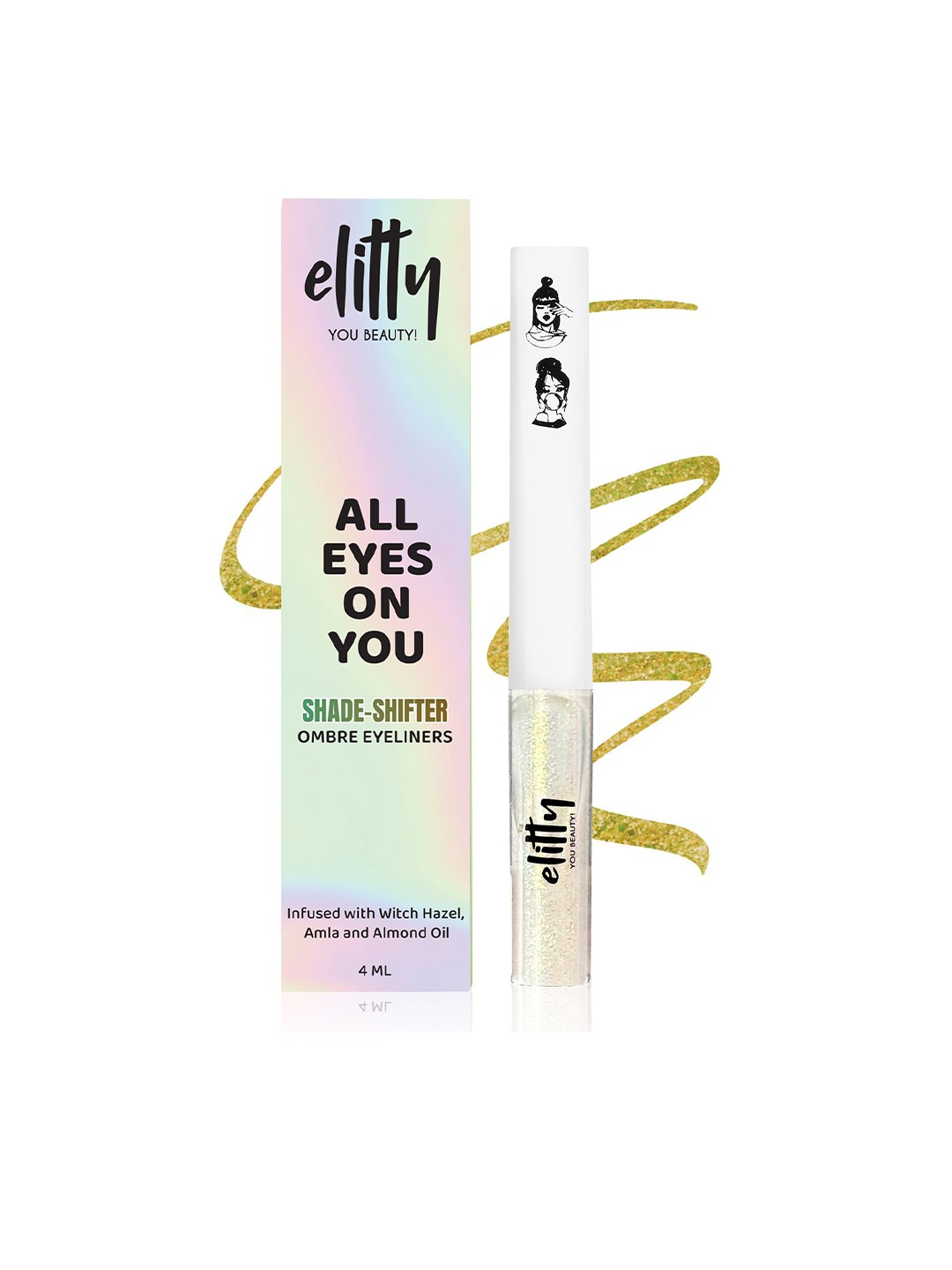 

Elitty Shade Shifter Ombre Holographic Pop Coloured Eyeliner With Almond Oil - 4 ml - Halo, Gold