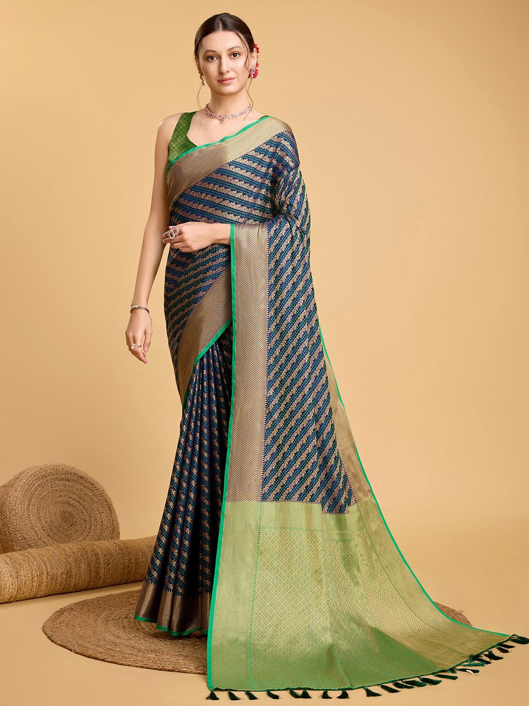 

Munir Woven Design Zari Banarasi Saree, Blue