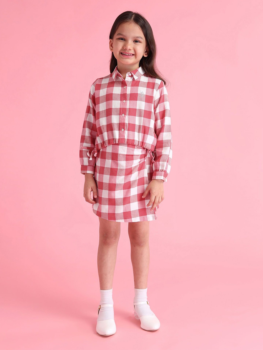 

U.S. Polo Assn. Kids Checked Cotton Shirt Style Top, Red