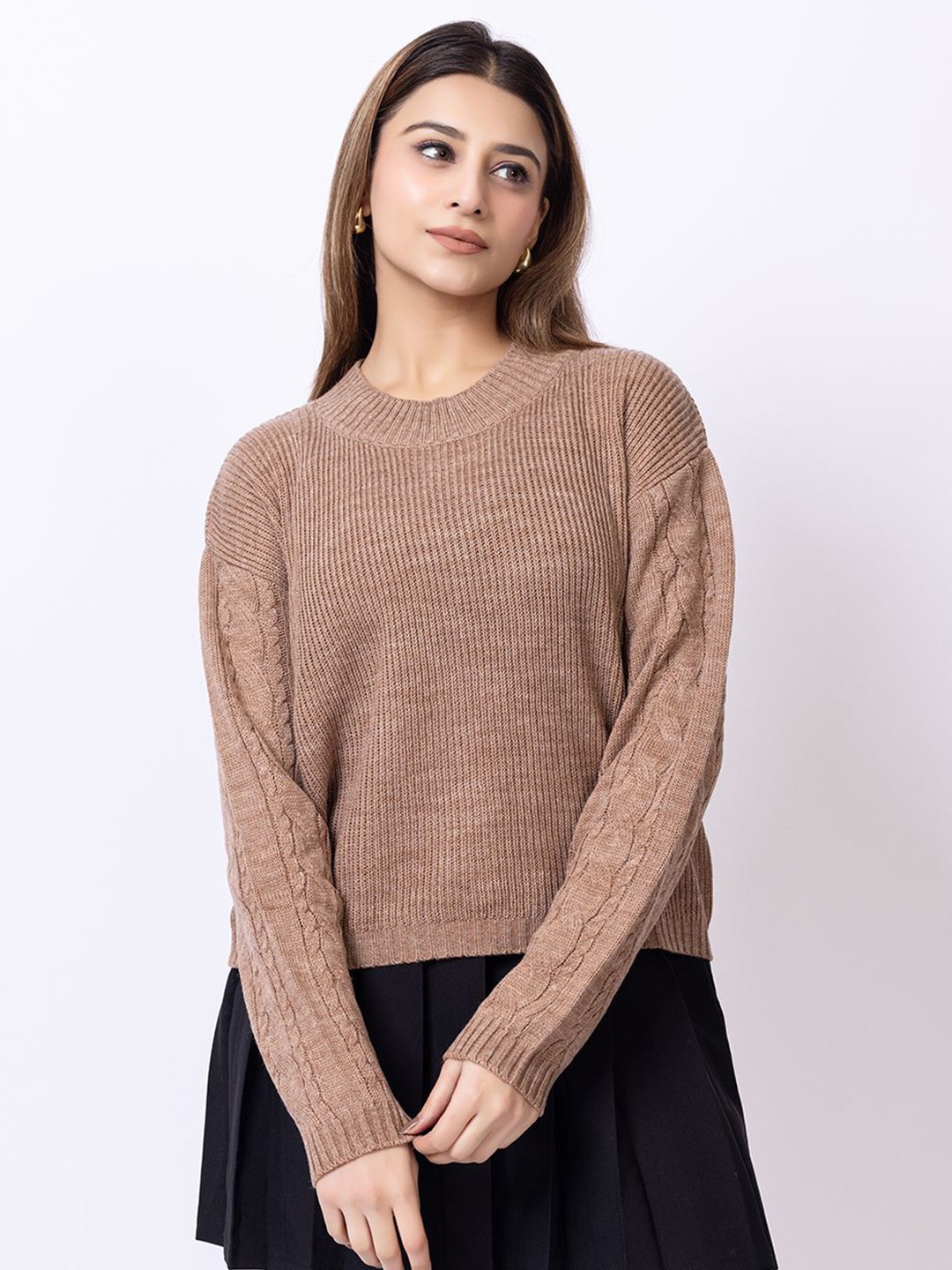 

Club York Women Ribbed Pullover, Beige