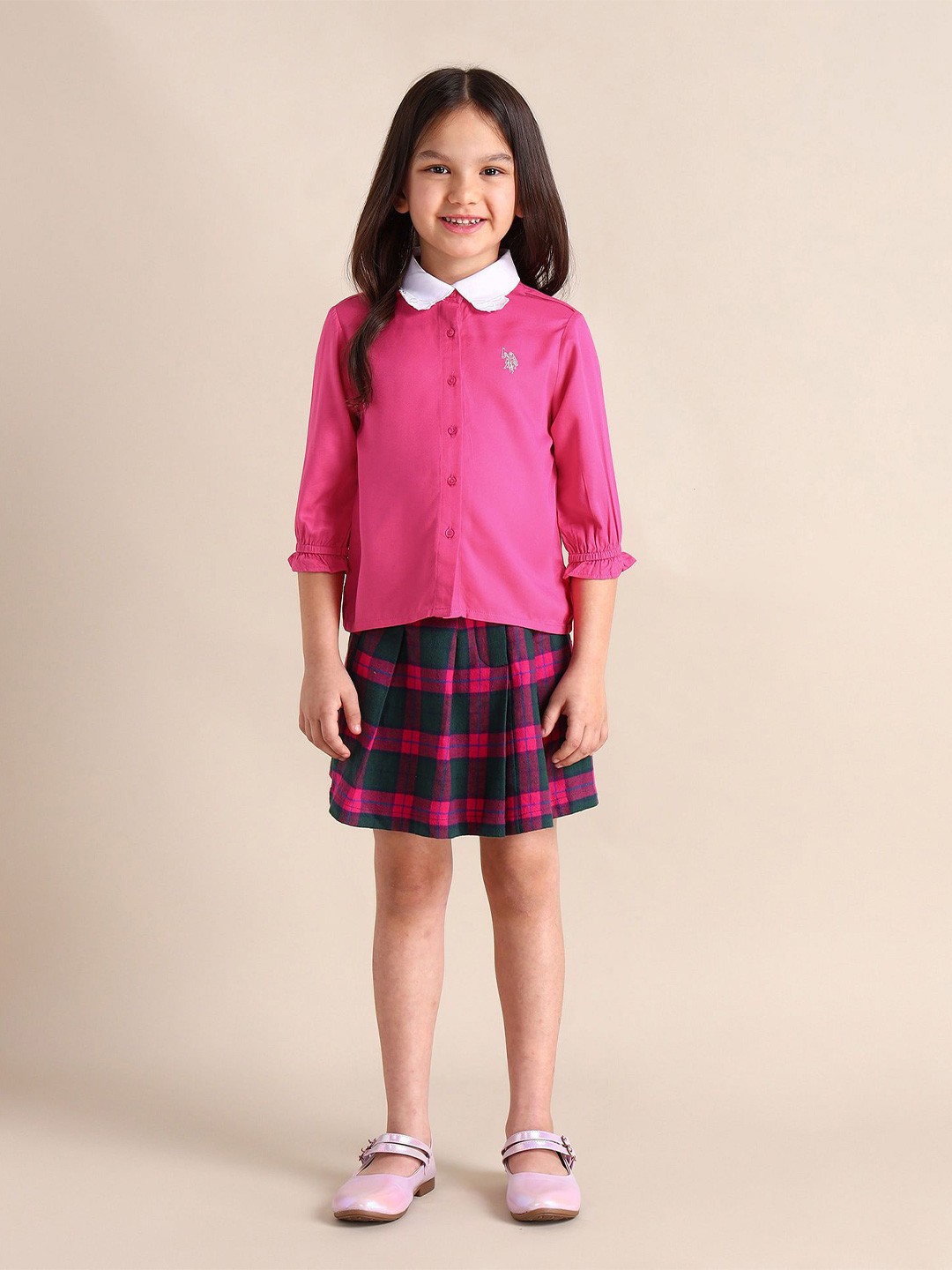 

U.S. Polo Assn. Kids Cotton Shirt Style Top, Pink