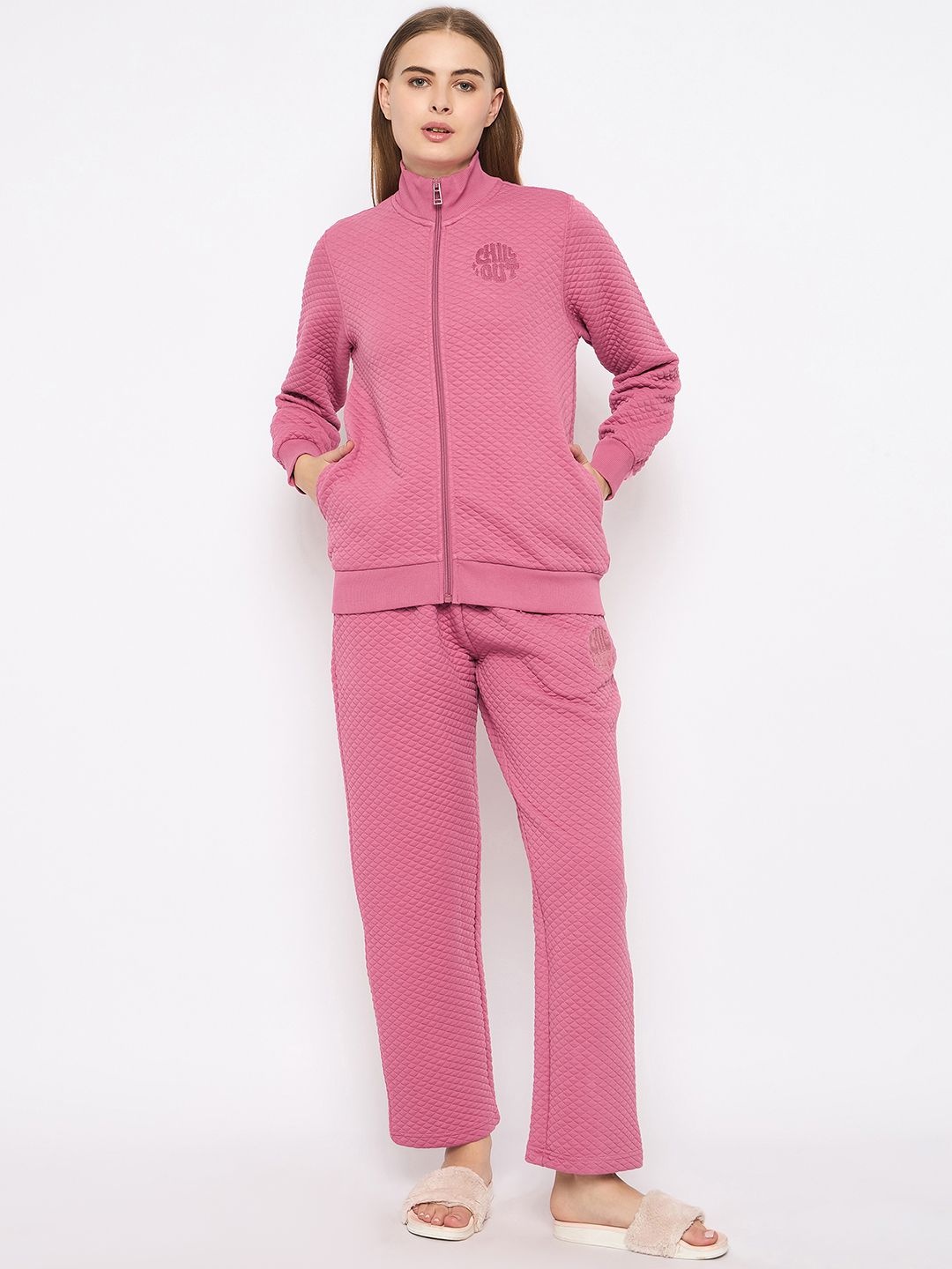 

MADAME M SECRET Women Long Sleeves Night suit, Pink