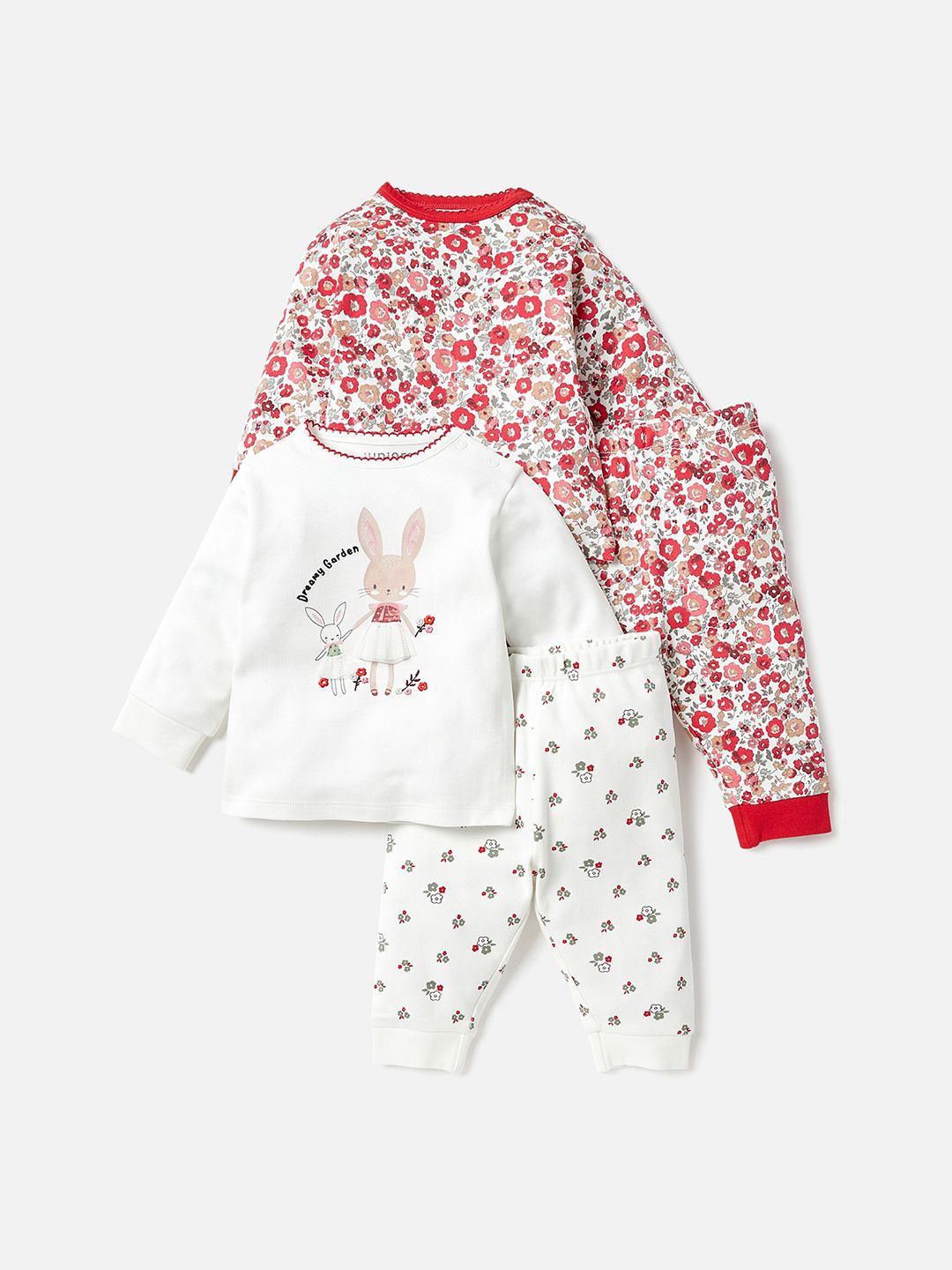 

Juniors by Babyshop Girls Pack Of 2 Printed Pure Cotton Sweatshirt With Joggers, Red