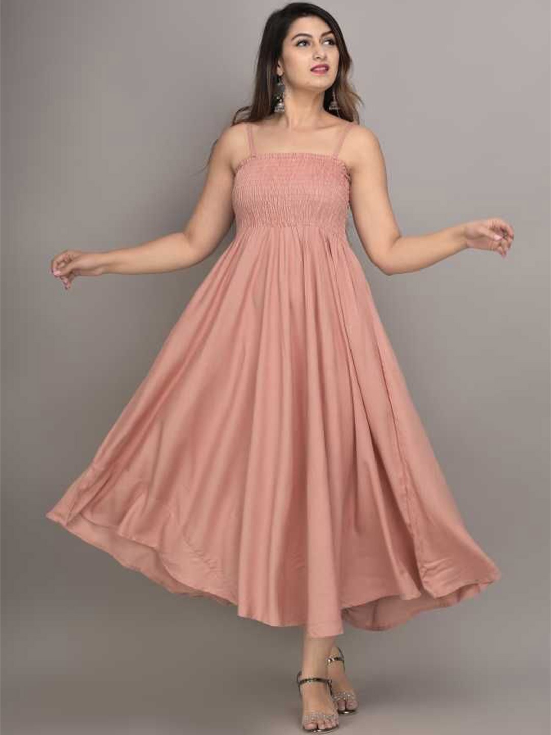 

VYMO Fit & Flare Maxi Dress, Peach