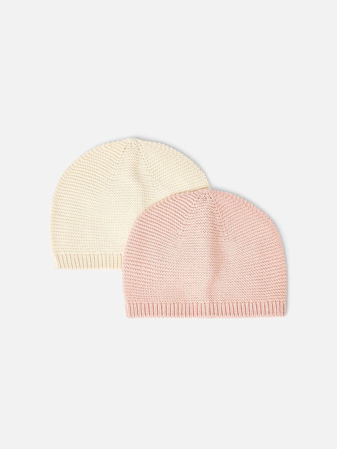 

Juniors by Babyshop Kids Pack Of 2 Textured Cotton Beanie Cap, Pink