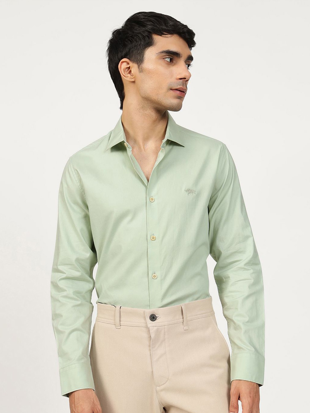 

Andamen Semi Formal Men Cotton Twill Regular Fit Shirt, Green