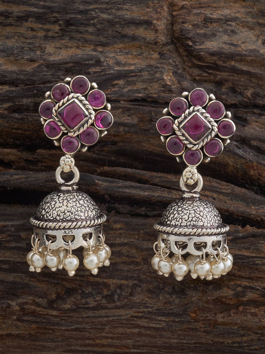

Kushal's Fashion Jewellery 92.5 Silver-Plated Dome Shaped Jhumkas Earrings