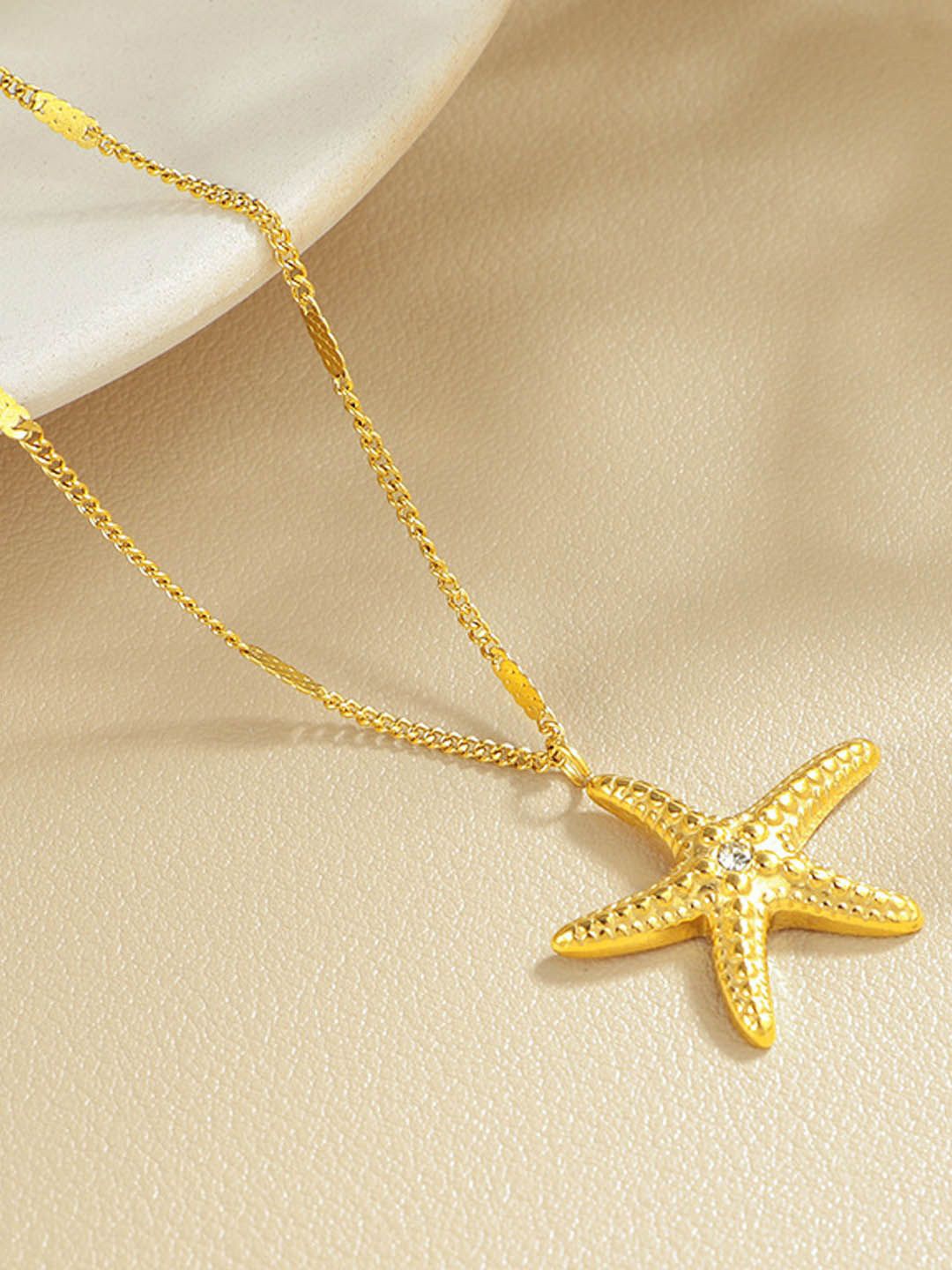 

StyleCast Gold-Toned Stone Studded Star Fish Minimal Chain